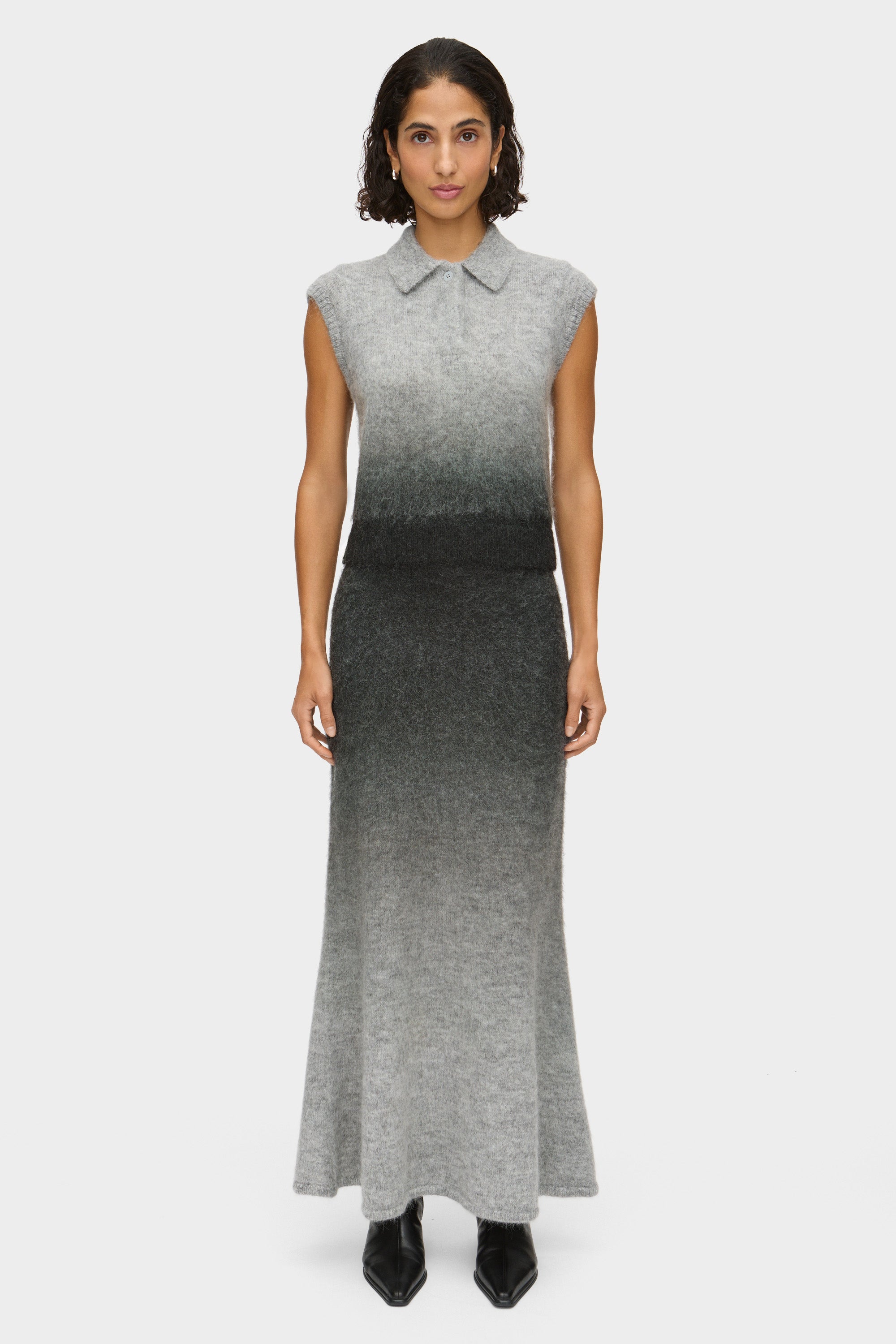 ALIGNE Mohair Knitted Skirt - Grey | Hattie