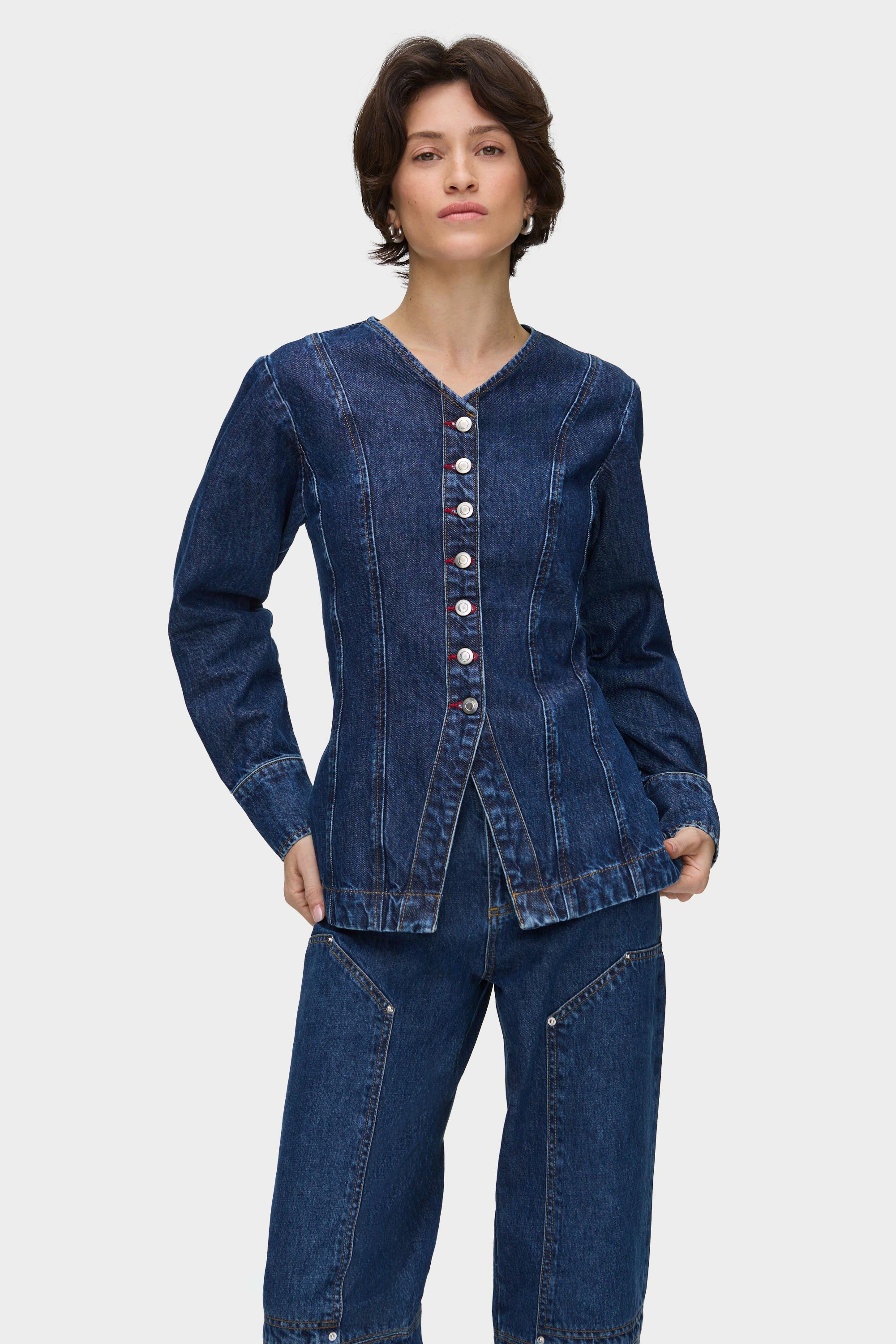 Audrey | Denim Shirt in Mid Wash | ALIGNE