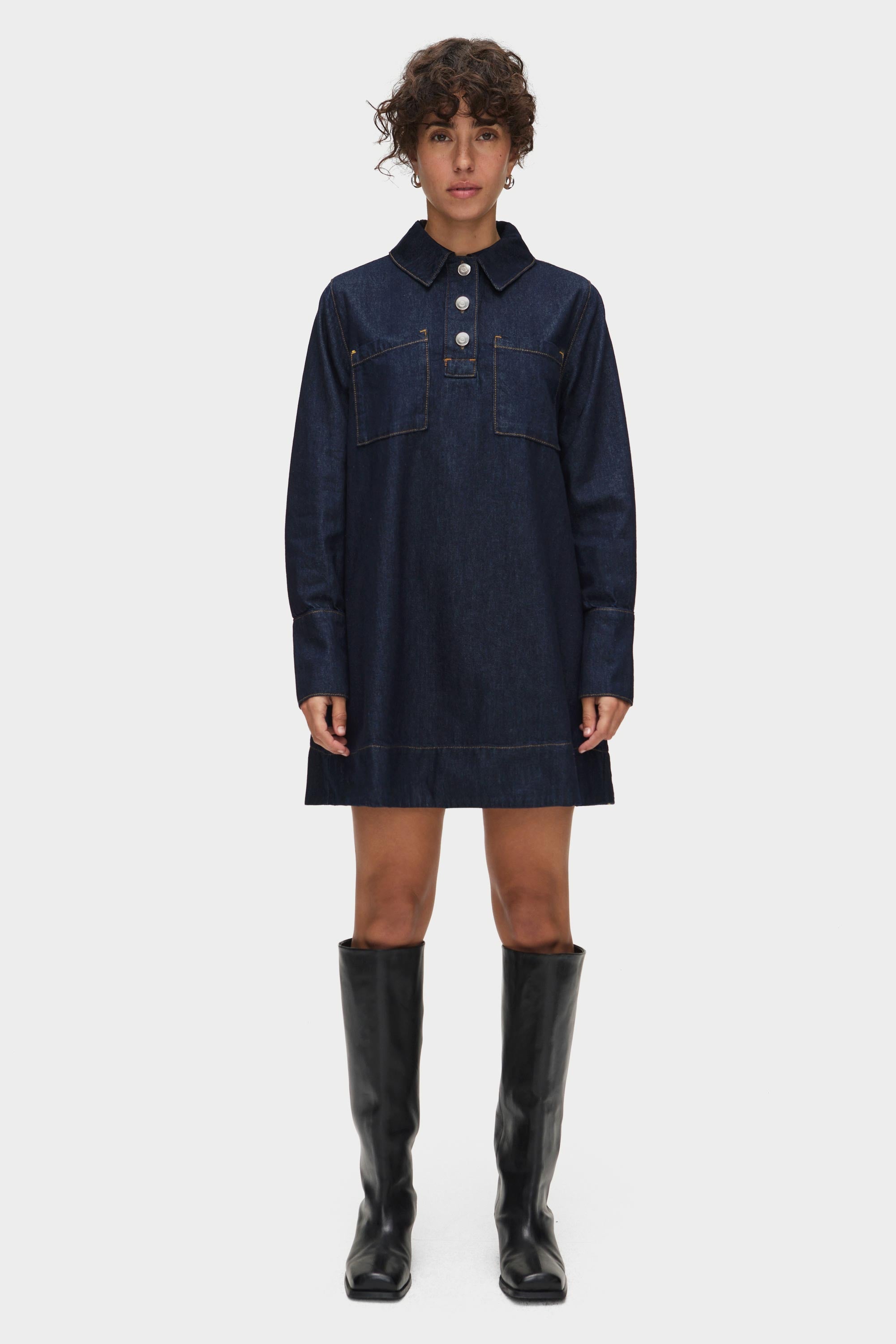 ALIGNE Long Sleeve Denim Mini Dress - Indigo ALIGNE Long Sleeve Denim Mini Dress - Indigo