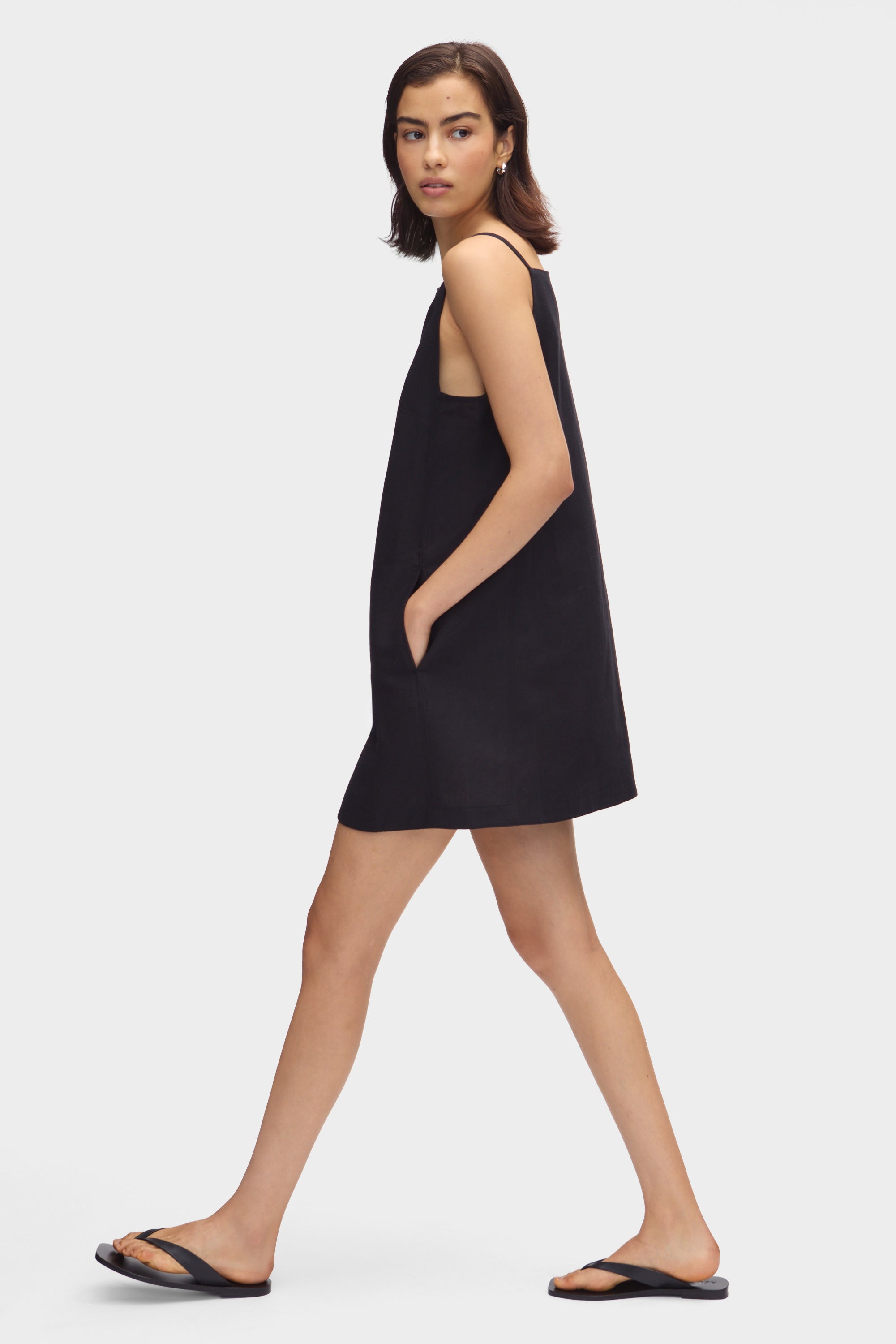 ALIGNE Linen Mini Dress- Black | Ozzy - Black / UK 4 ALIGNE Linen Mini Dress- Black | Ozzy - Black / UK 4