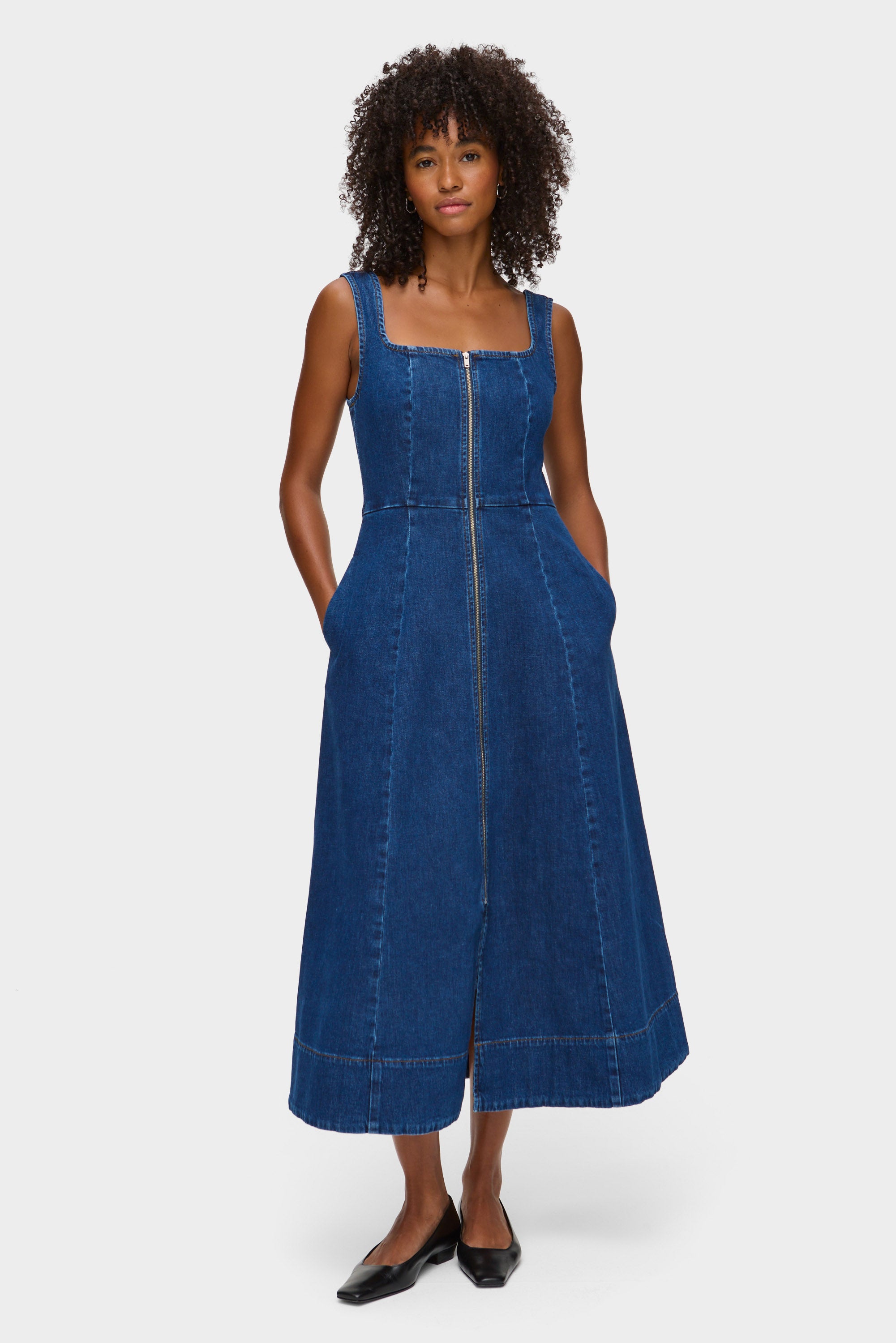 ALIGNE Denim Midi Dress - Blue | Paisley