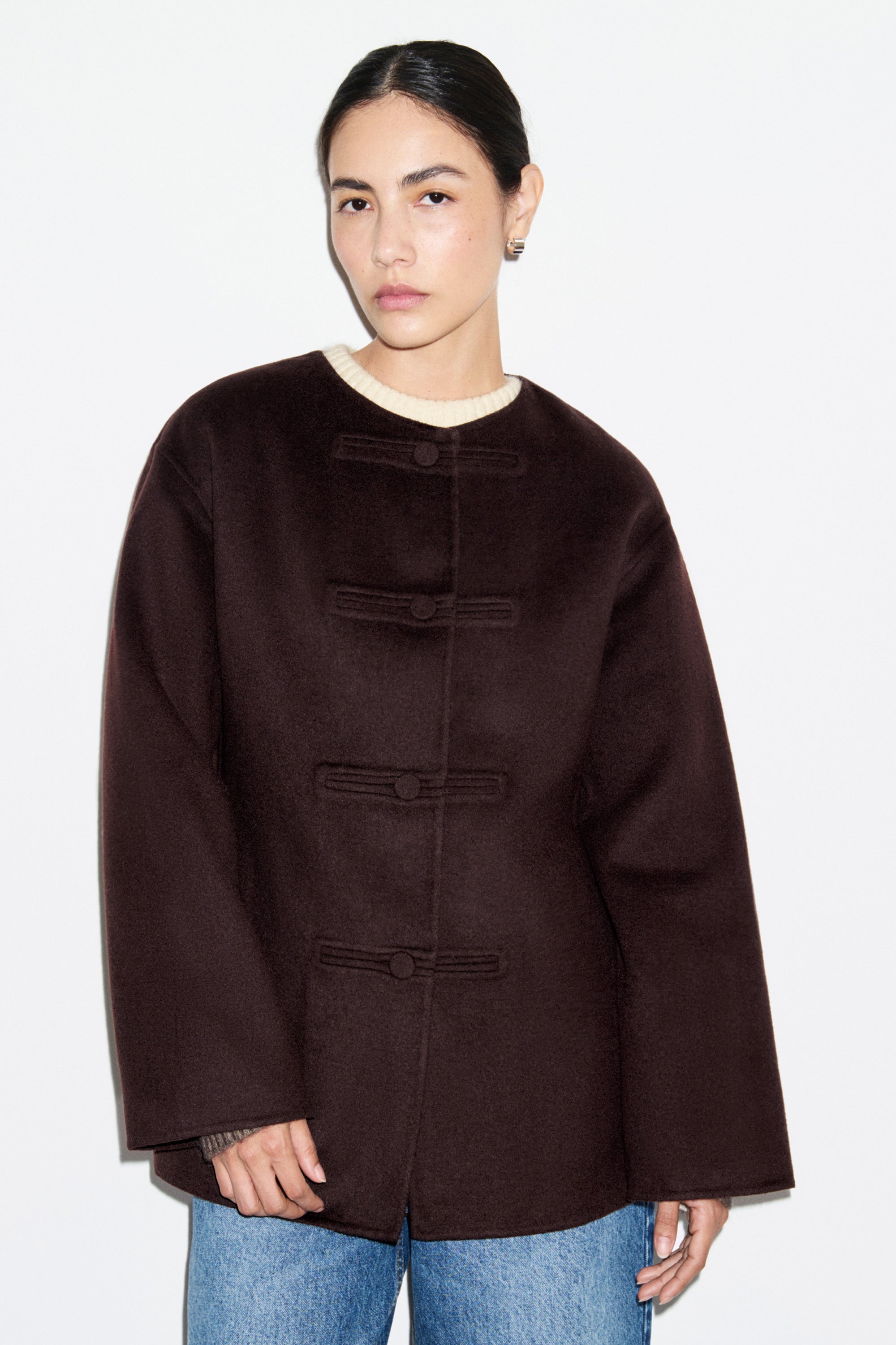 ALIGNE Anouk Jacket - Double Faced Wool Blend | Chocolate