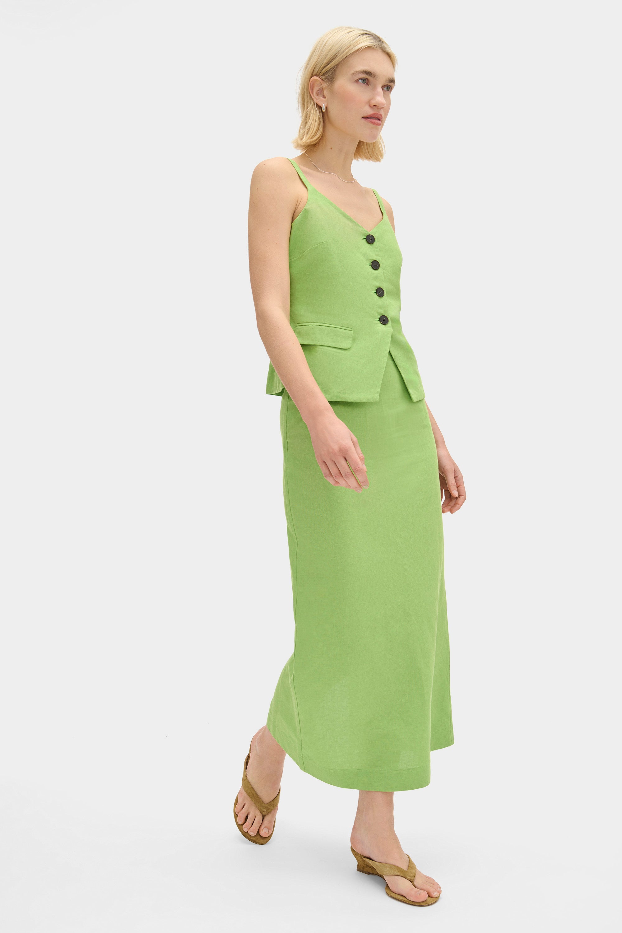 ALIGNE Linen Maxi Skirt - Green | Mia - Green / UK 20 ALIGNE Linen Maxi Skirt - Green | Mia - Green / UK 20