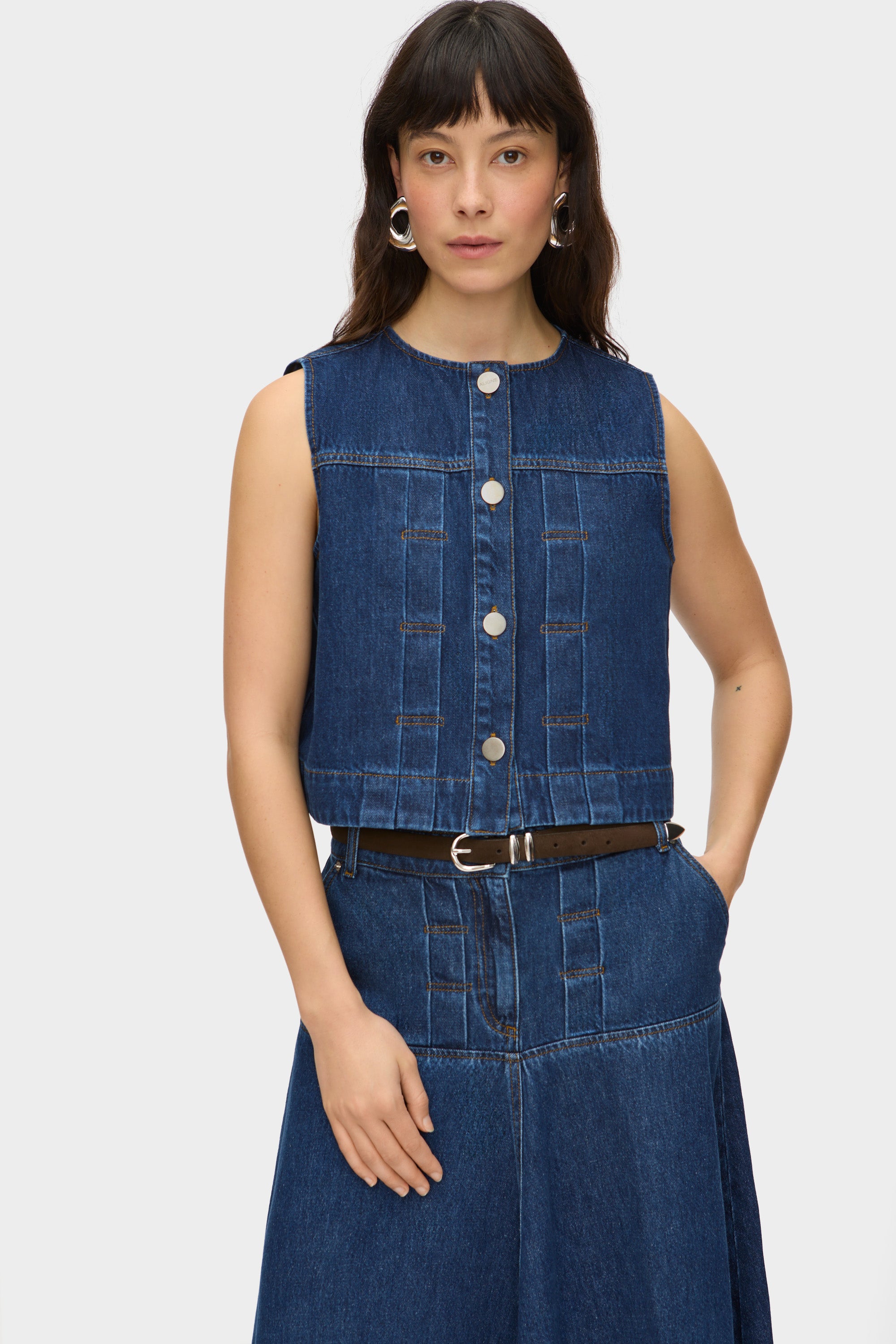 ALIGNE Sleeveless Denim Top - Blue | Bobbie