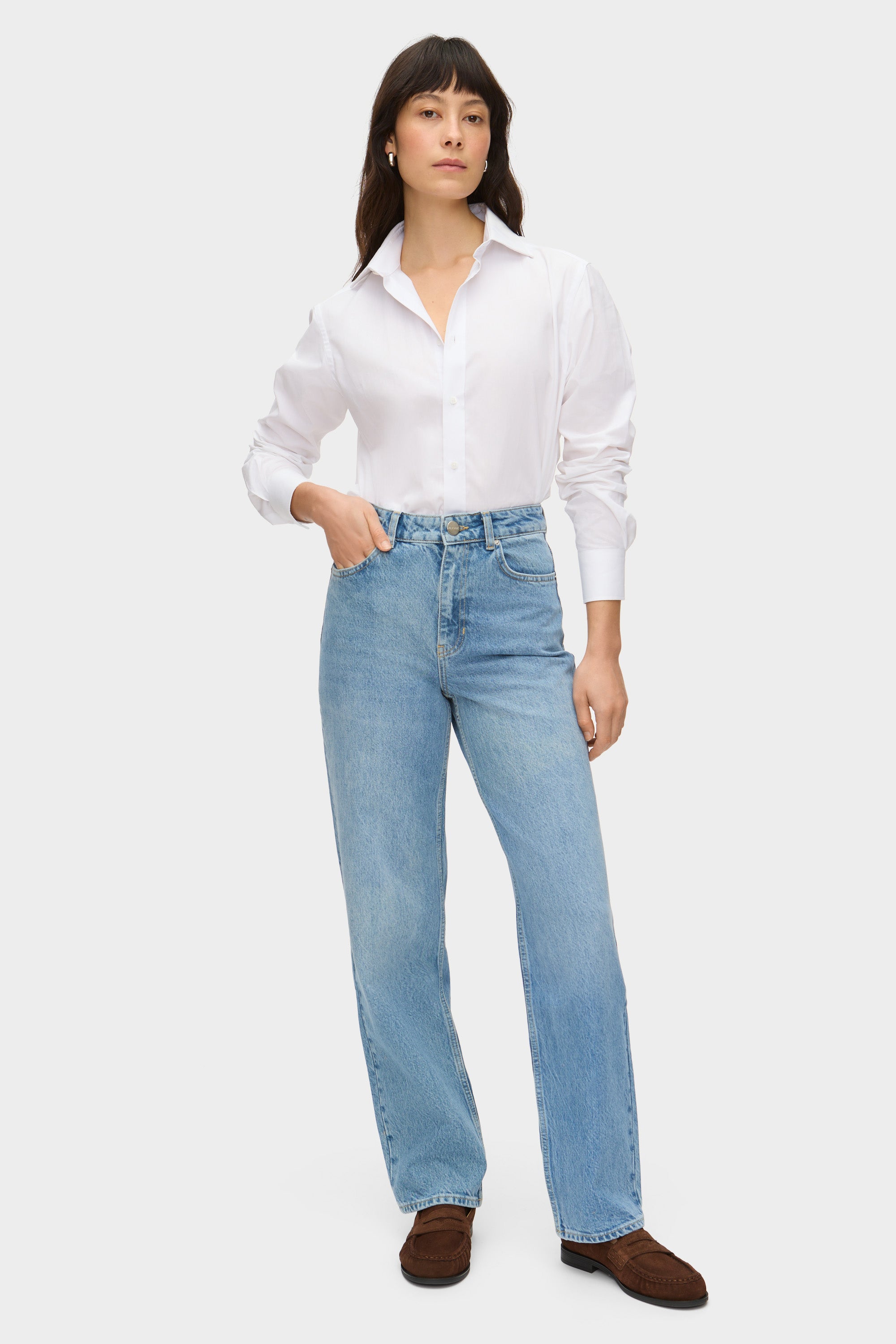 ALIGNE High Rise Straight Leg Jeans - BLUE