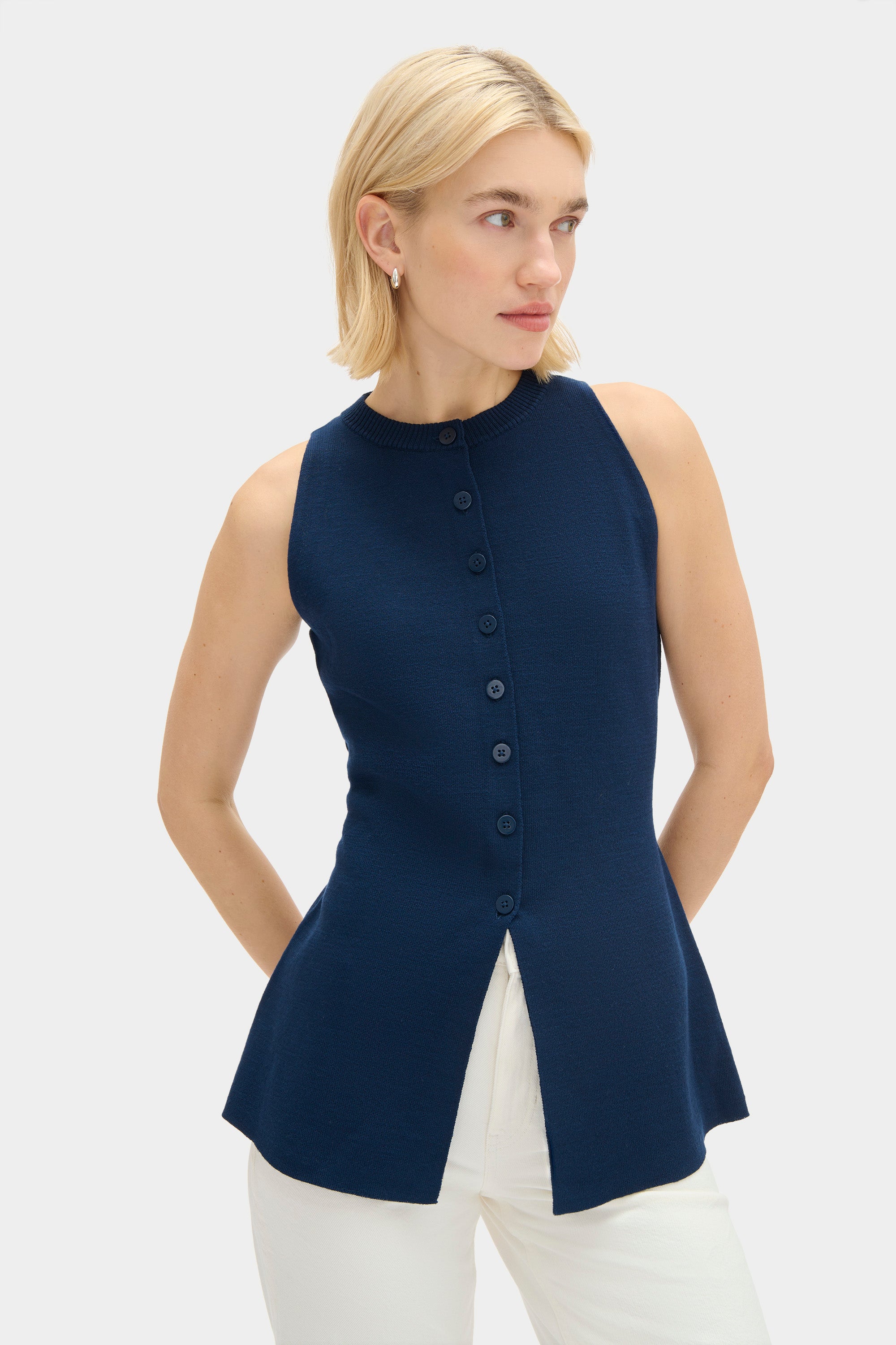 ALIGNE Sleeveless Waisted Knit - Blue | Daphne