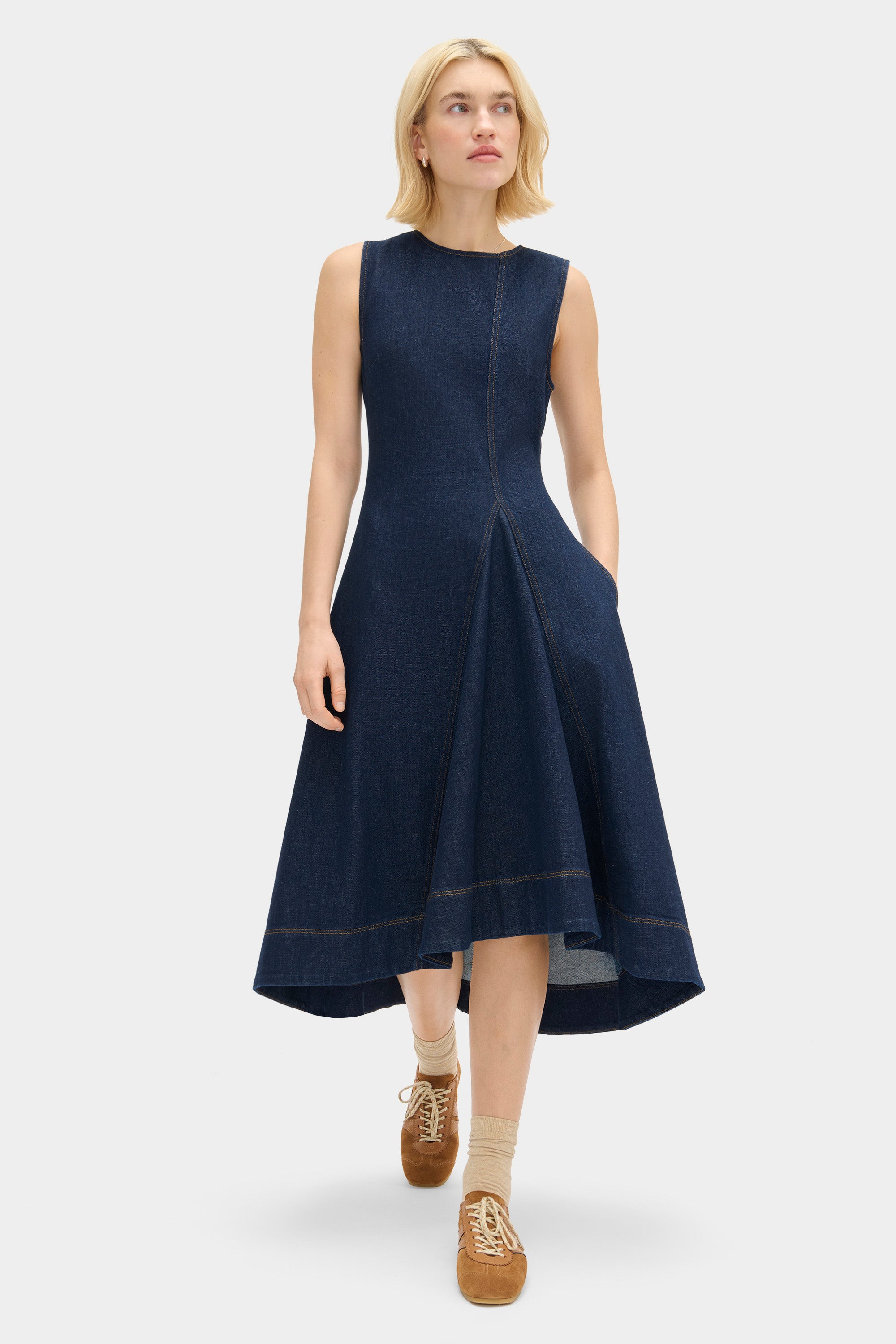 aligne raven denim midi dress ALIGNE Sleeveless Denim Midi Dress - Blue | Liberty