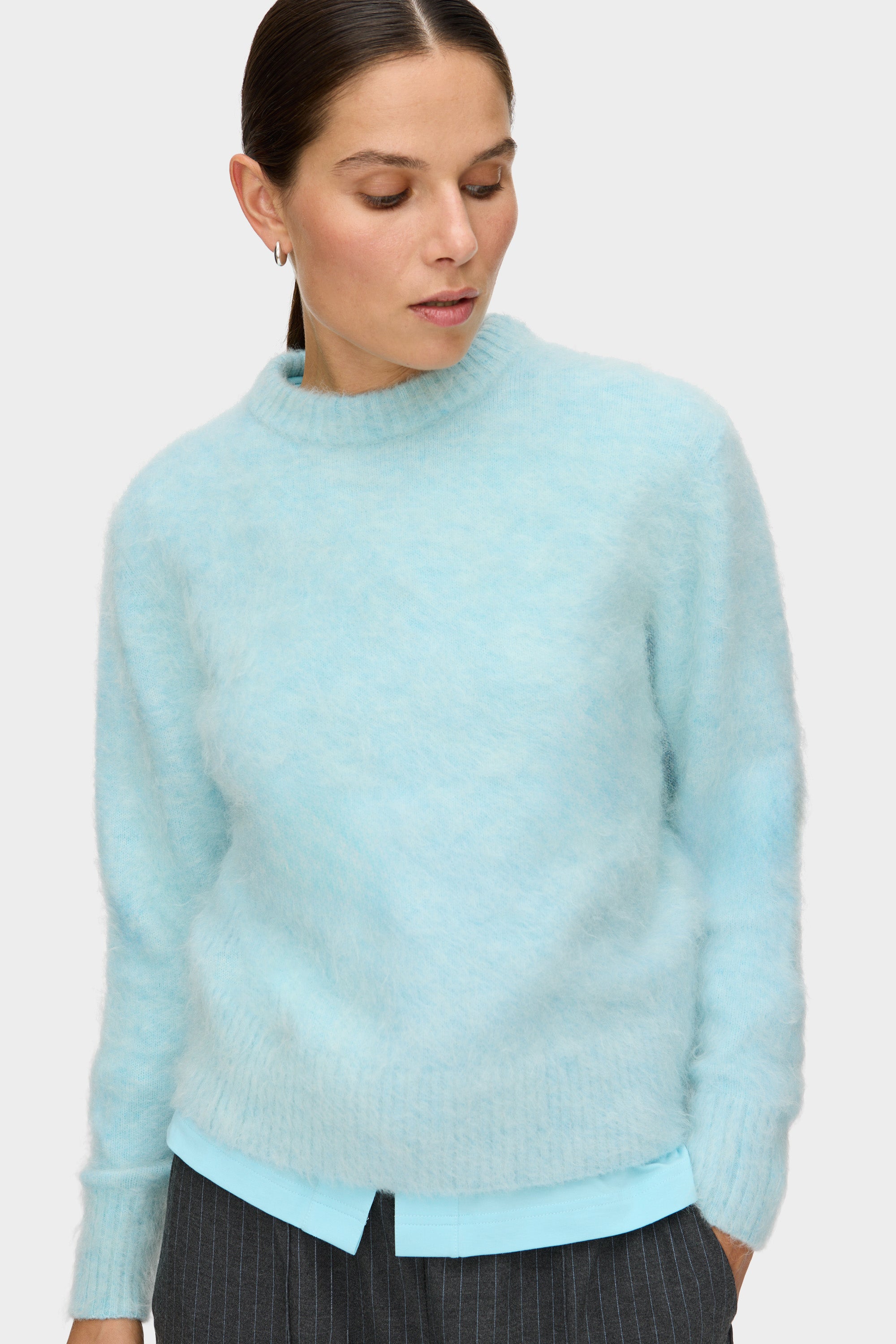 Mohair Sweater Dress Aqua Blue Sweater Hand Knitted Mohair