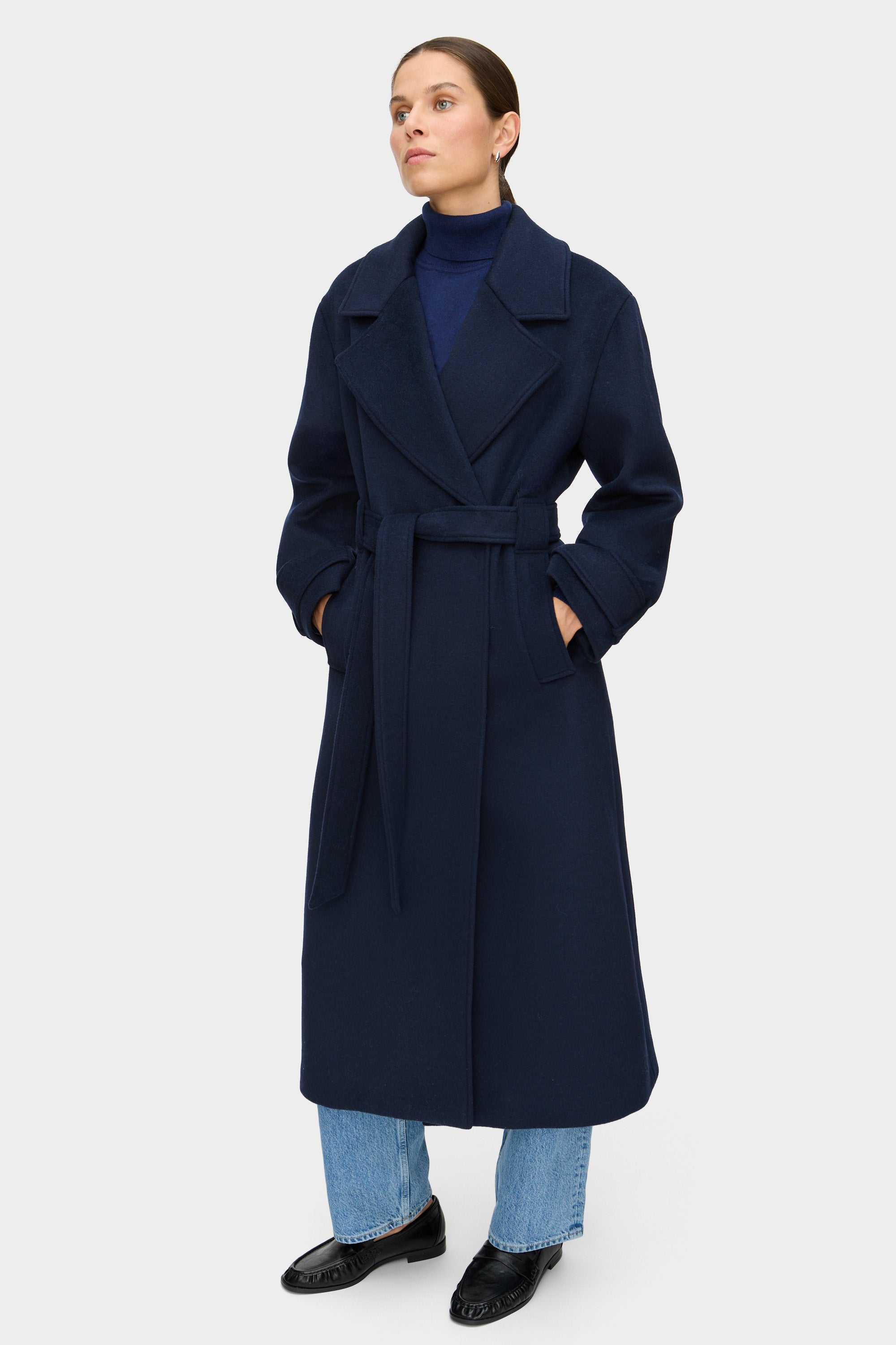【美品】MARNO Jane coat Navy ALIGNE Wrap Wool Winter Coat - Navy | George