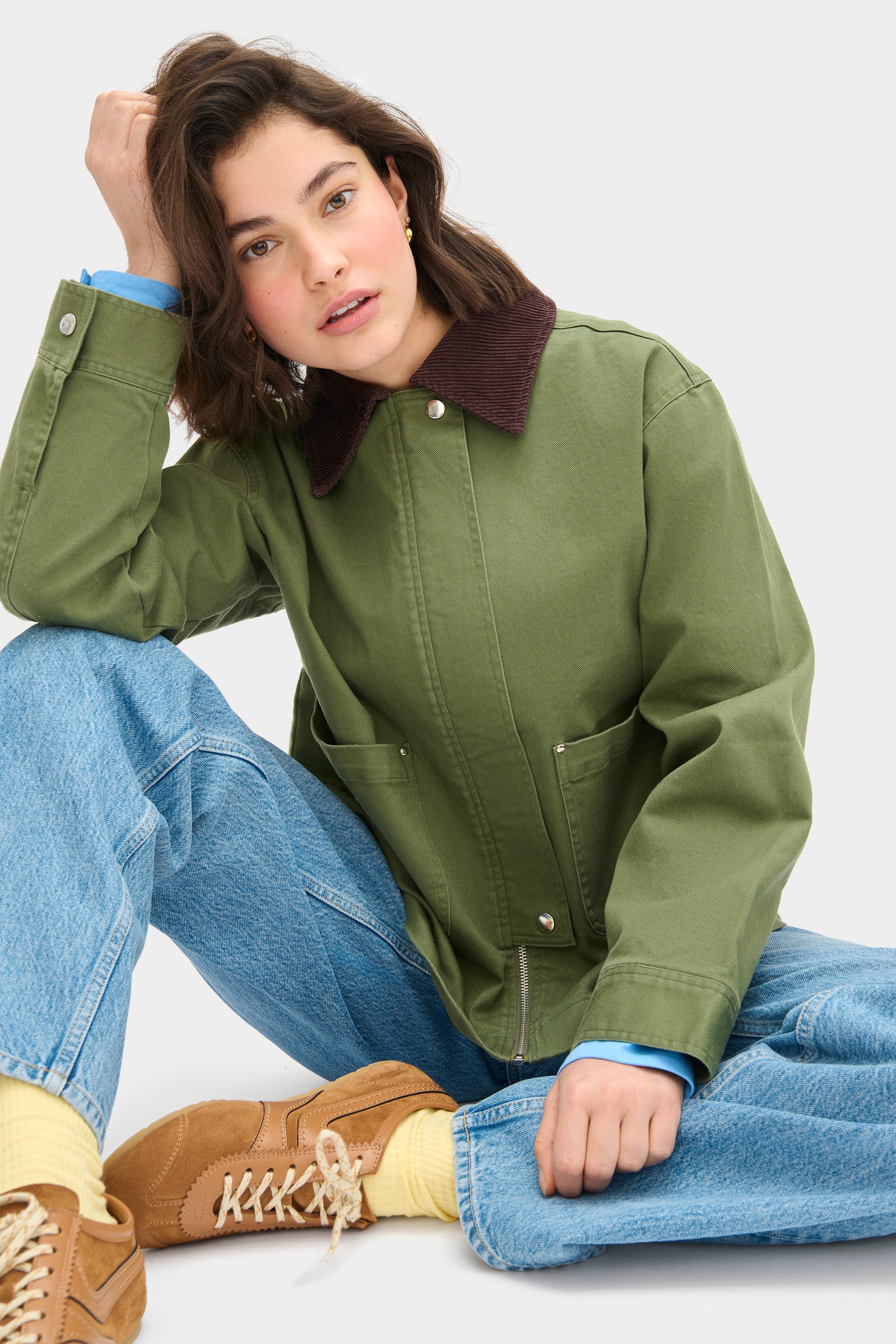ALIGNE Corduroy Collar Jacket- Khaki | Madi