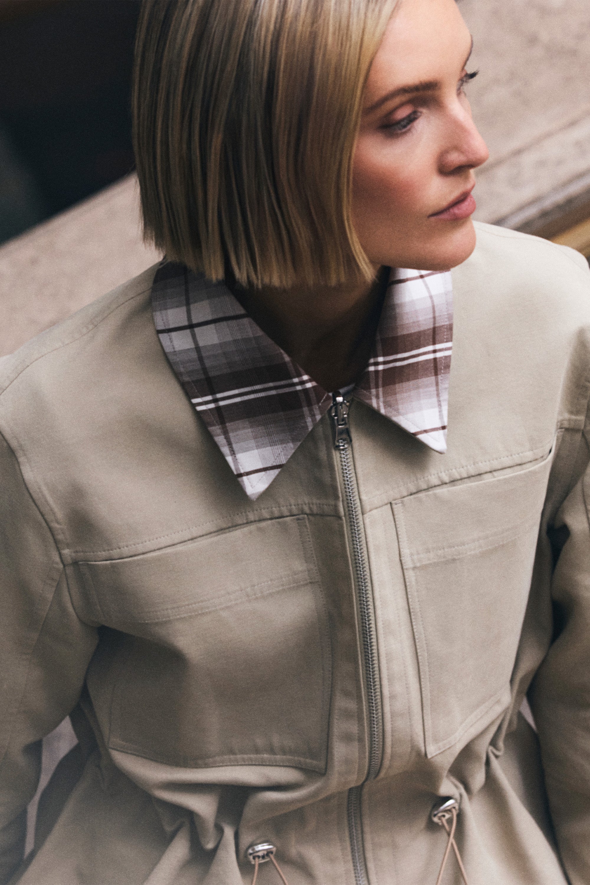 ALIGNE Reversible Check Jacket - Brown | Mavis