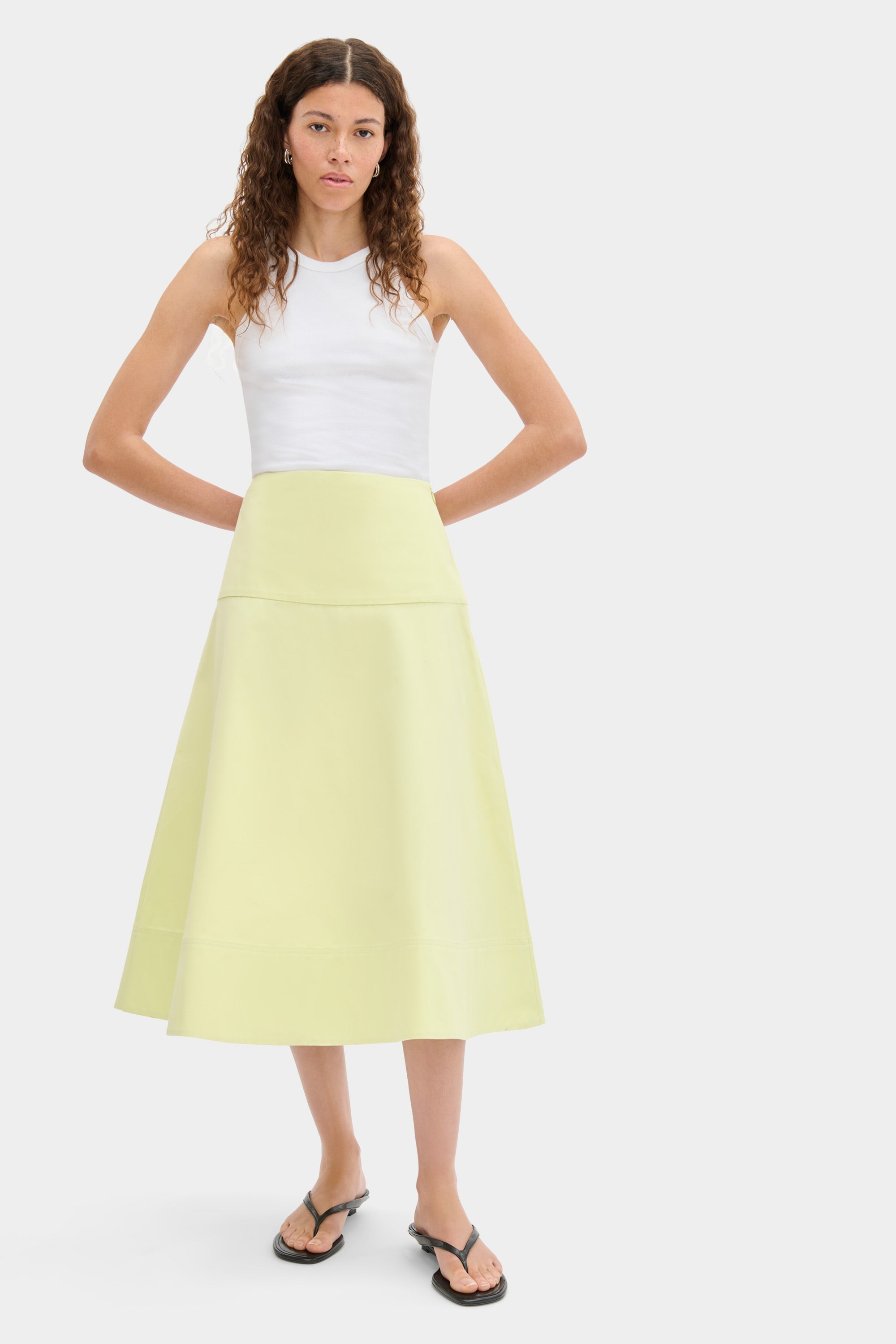 aligne green dress Midi Skirt - | Merida elegant summer dress
