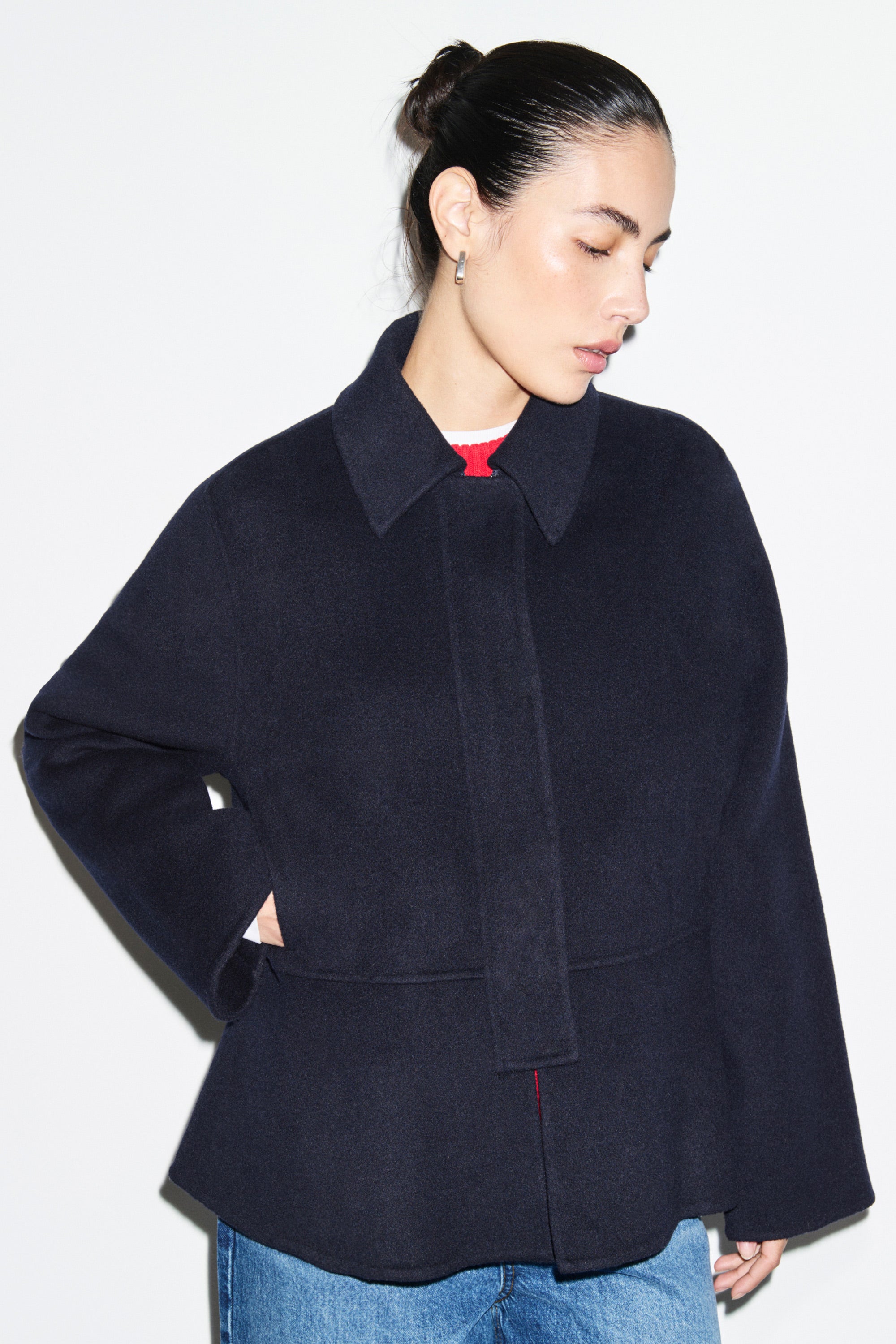 ALIGNE Paloma Jacket - Double Faced Wool Blend | Navy