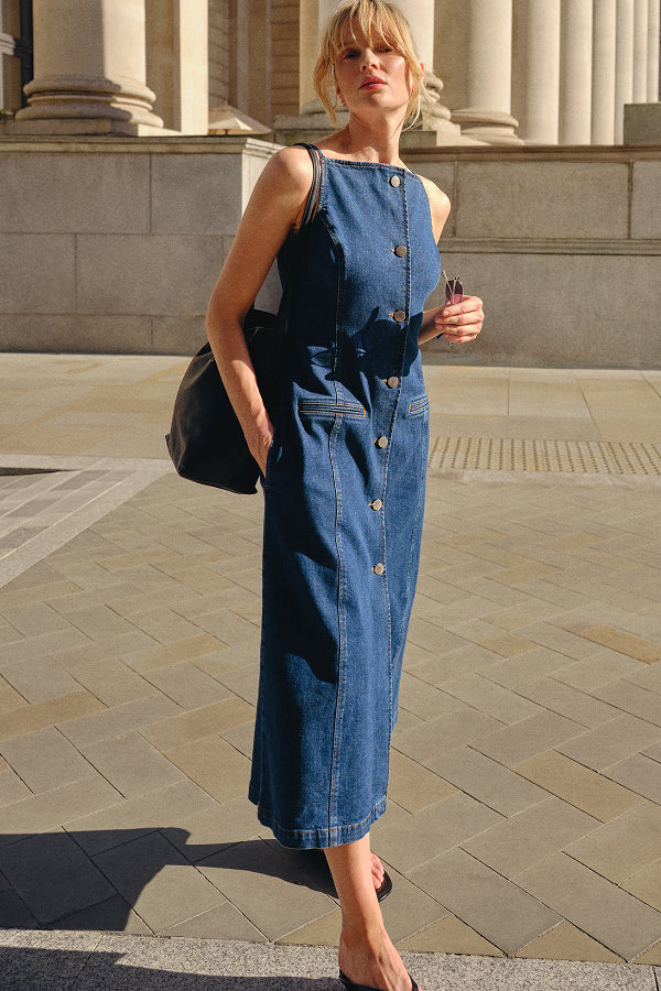 ALIGNE Denim Midi Dress - Blue