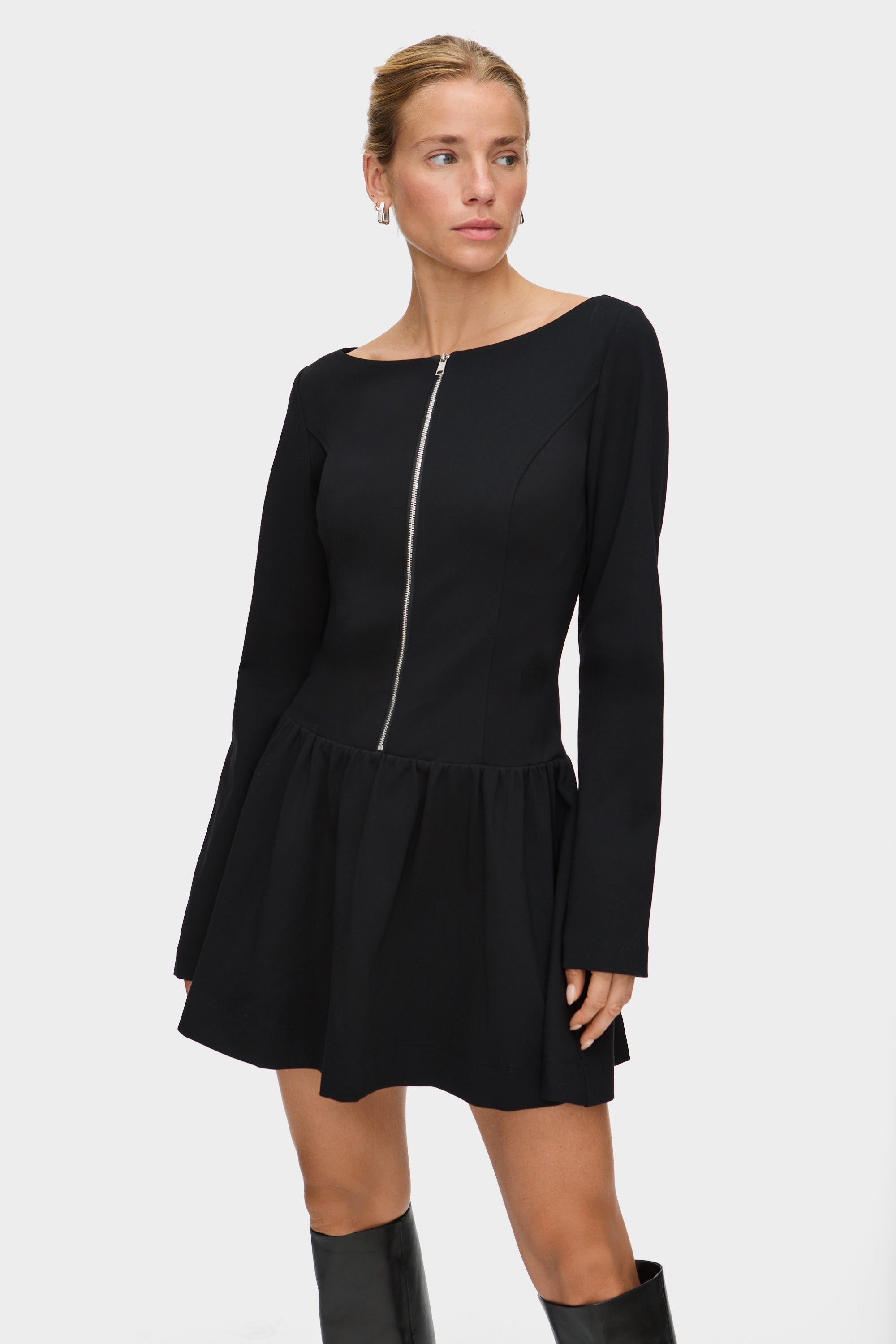 Angelica Peplum Ponte Mini Dress