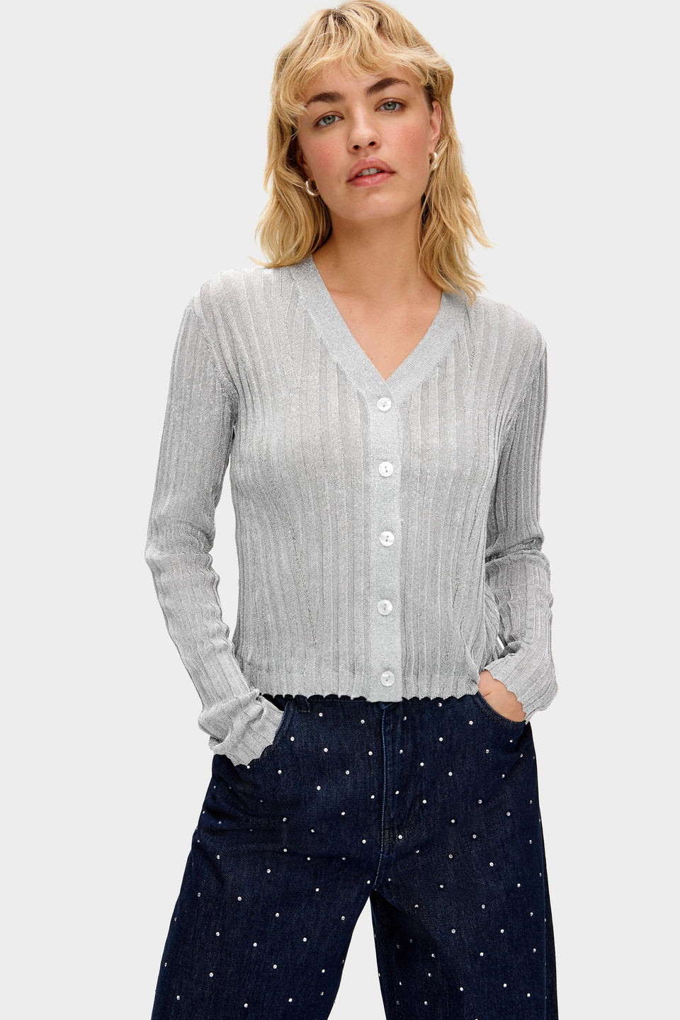 Aligne Michelle Sparkle V-Neck Knitted Cardigan