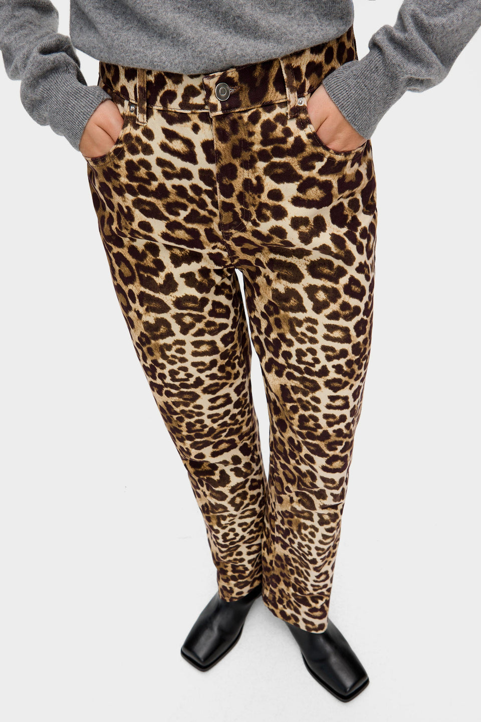 Aligne Miso Leopard Print Straight Leg Jeans