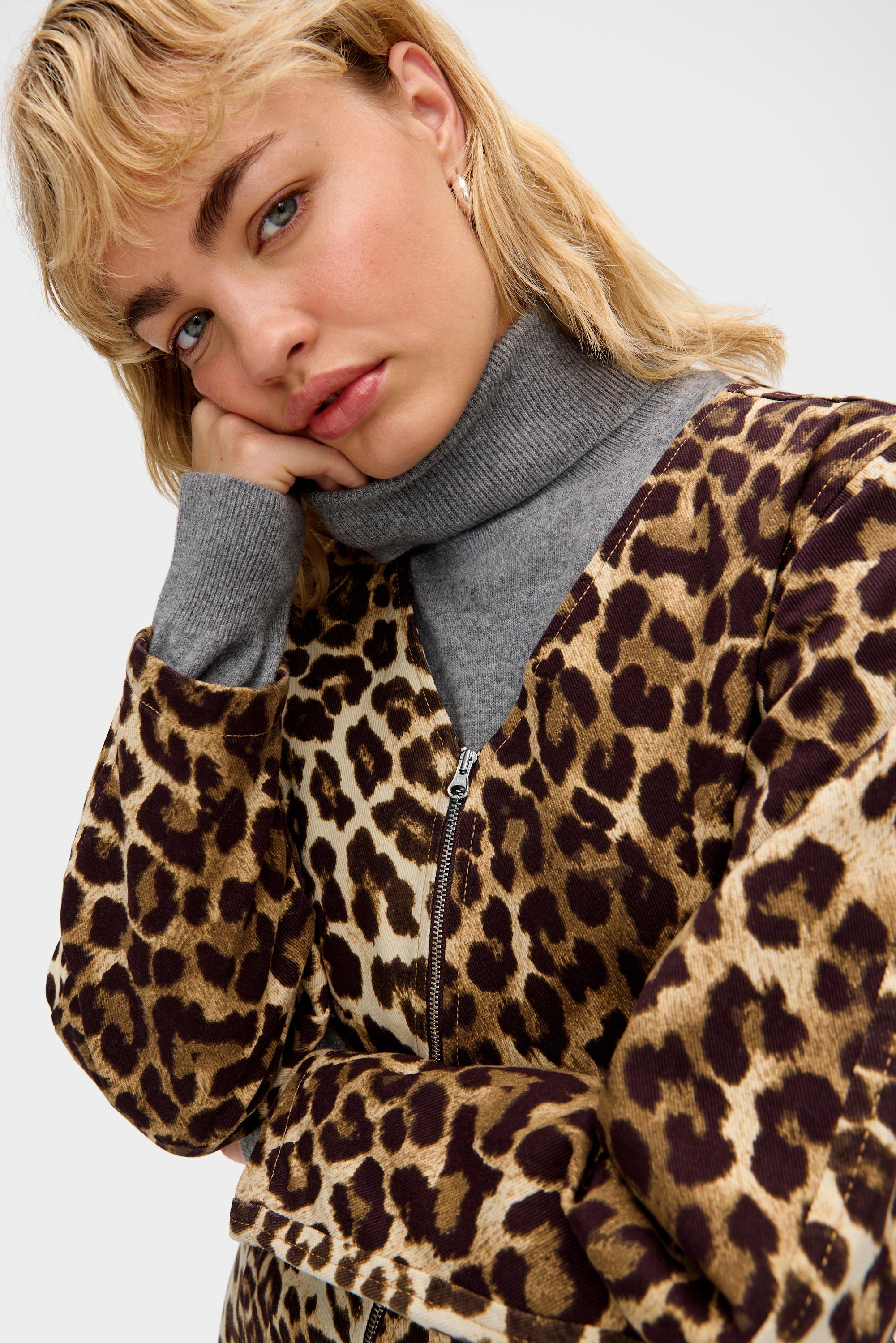 Toni Leopard Print Denim Jacket