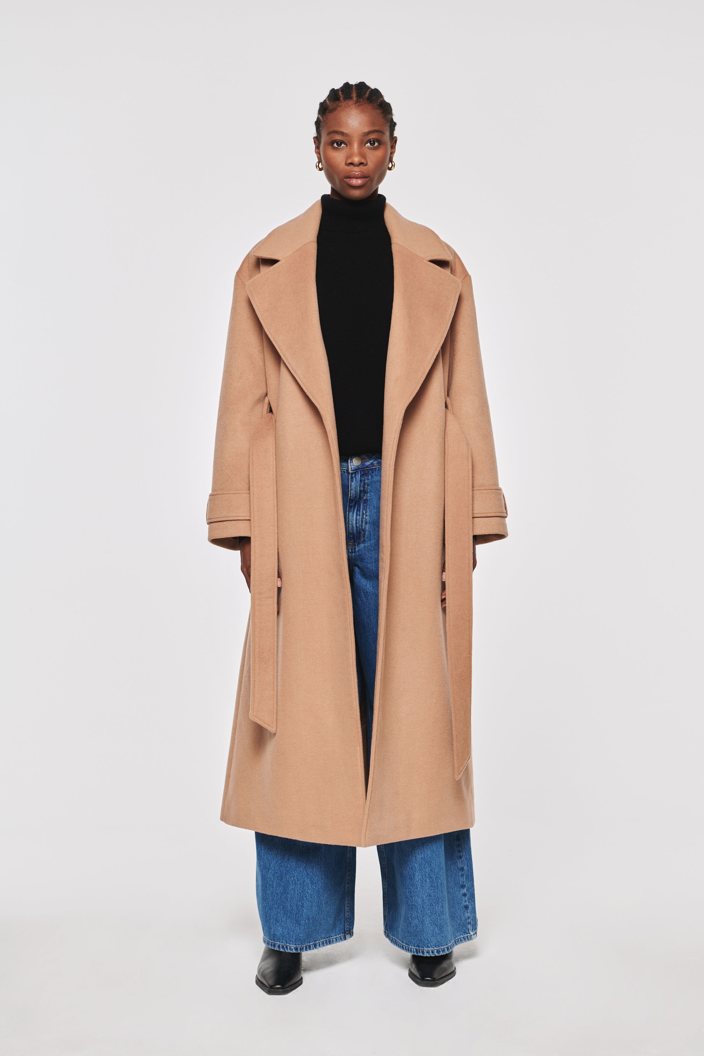George | Wrap Slouch Coat in Camel | ALIGNE