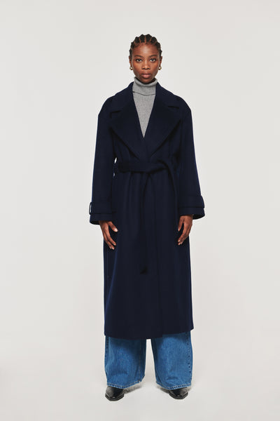 Navy blue wool coat