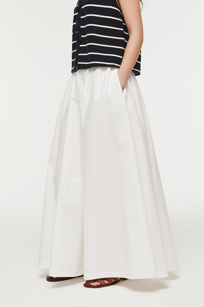 Natalie | Full Length Poplin Skirt in White | ALIGNE