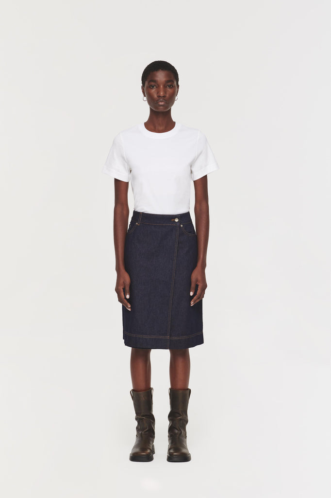 Hazel Knee Length Denim Skirt