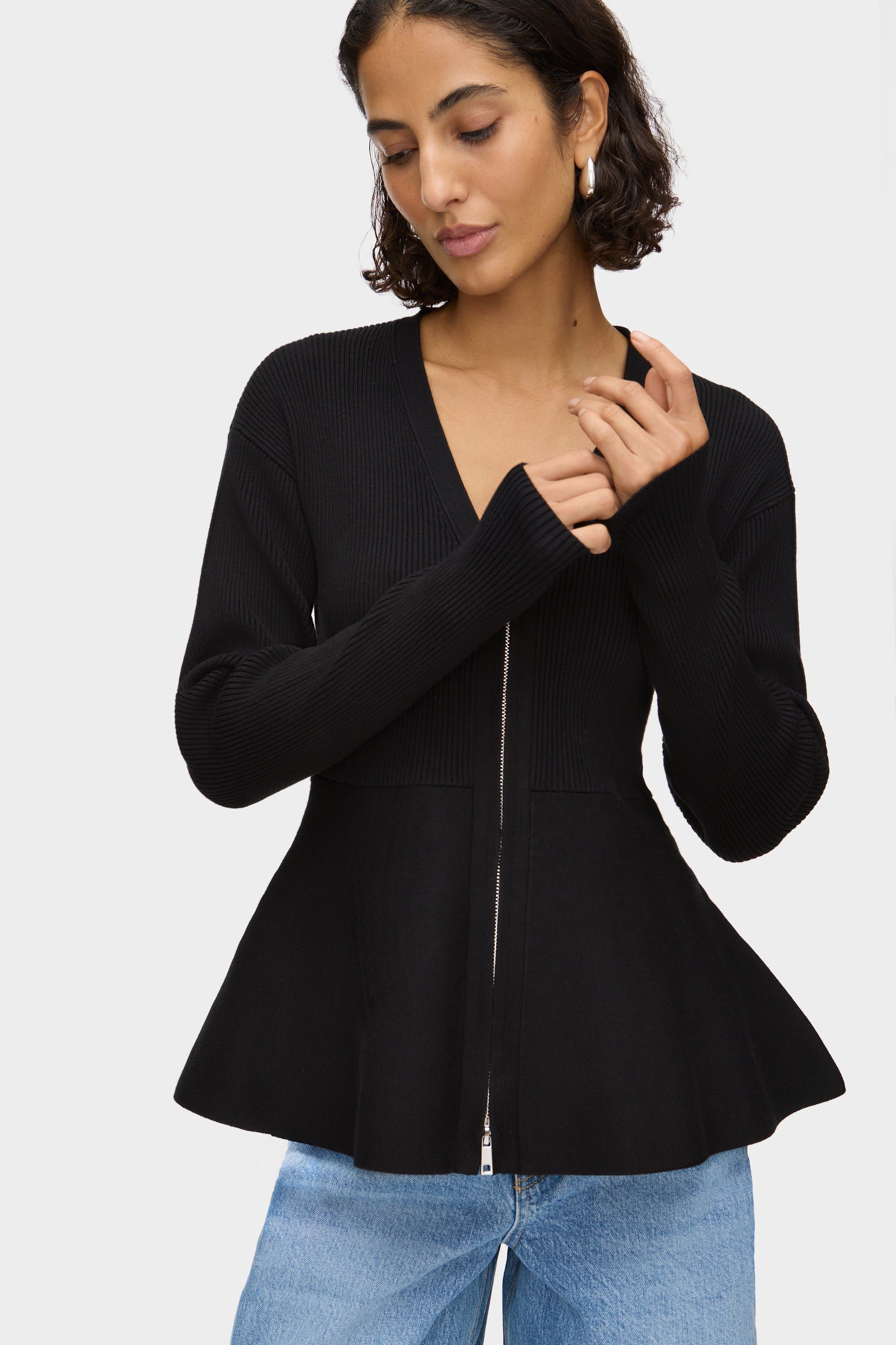 Faye Waisted Peplum Cardigan