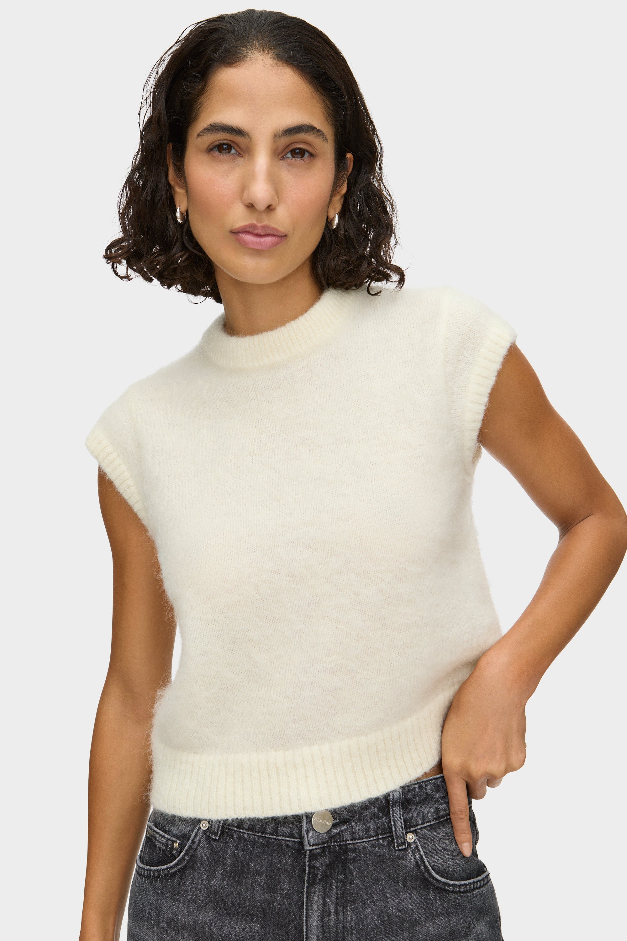ALIGNE Mohair Knit Top - Ivory | Jess