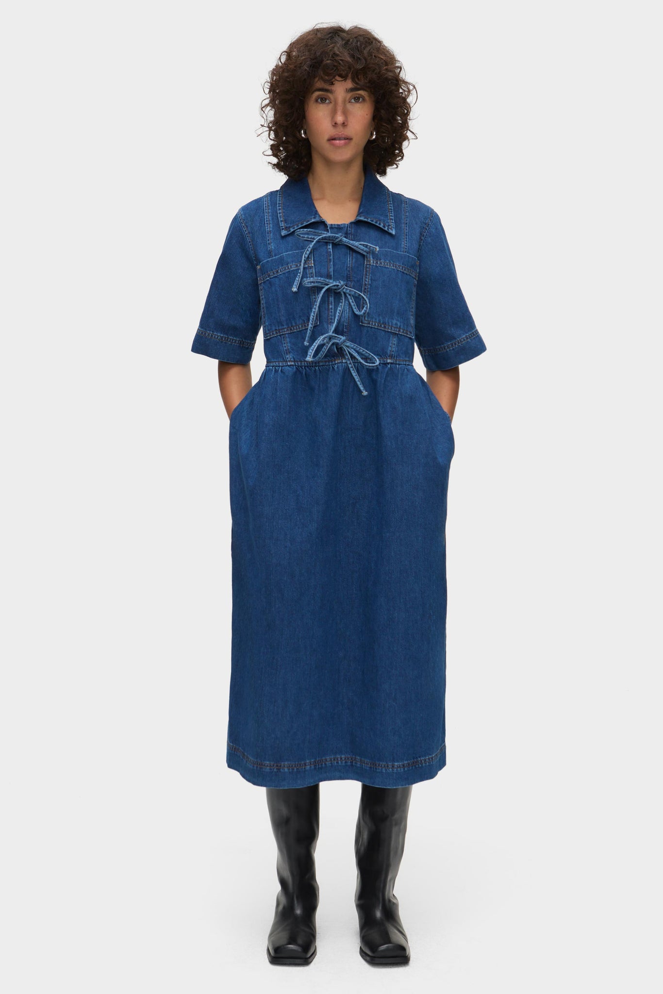 Effy Tie Front Denim Dress