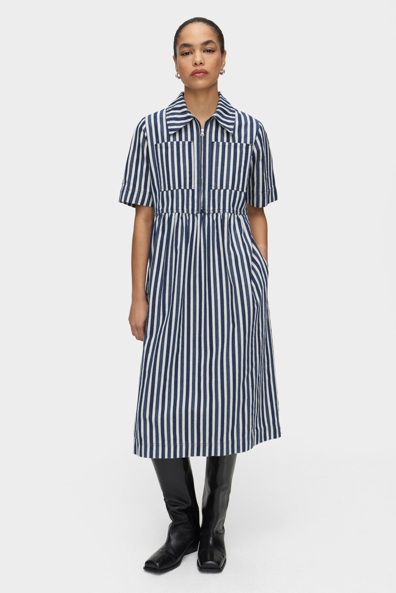 Gabriella Striped Denim Dress