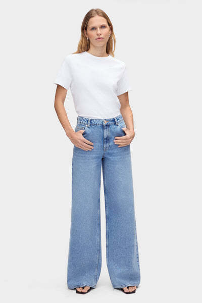 ALIGNE Low Rise Loose Wide Jeans - Blue
