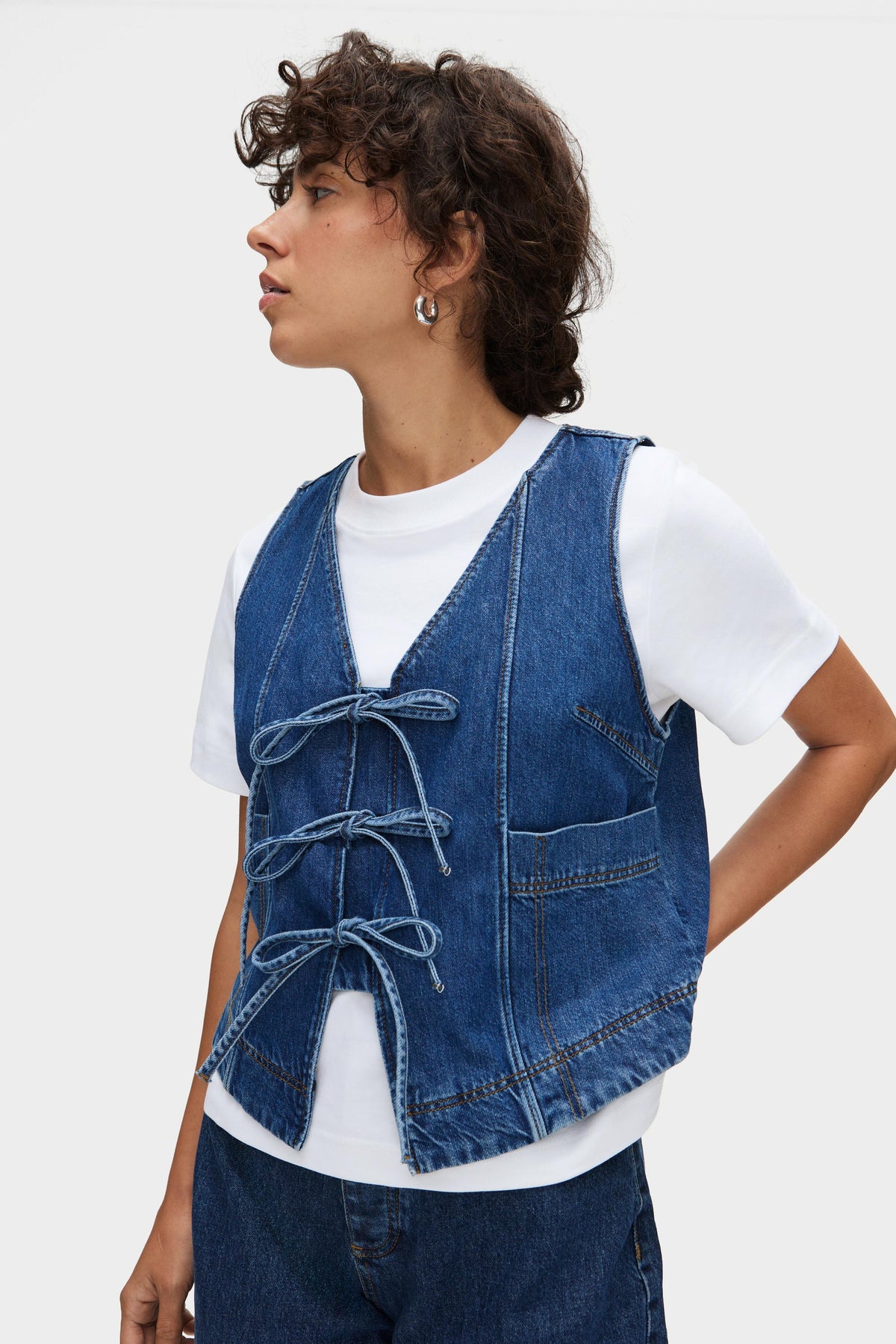 Mila Denim Tie Waistcoat