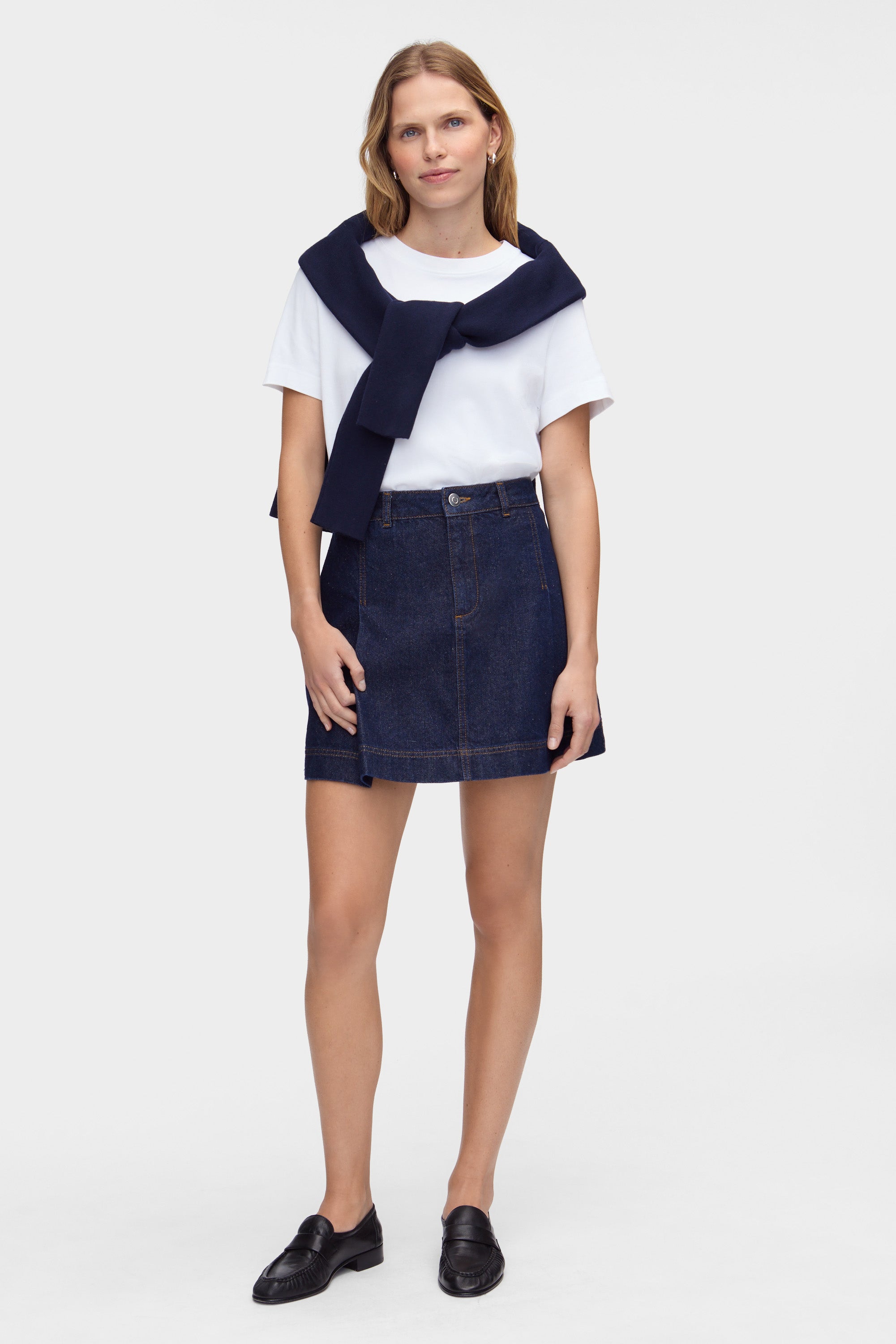 Yolie Pleat Denim Mini Skirt