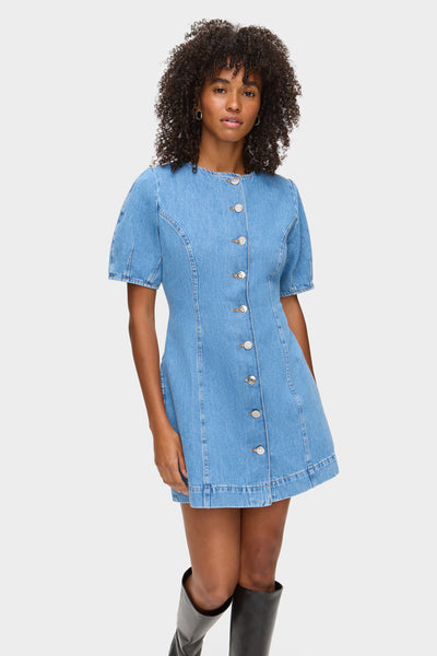 ALIGNE Waisted Denim Dress - Blue