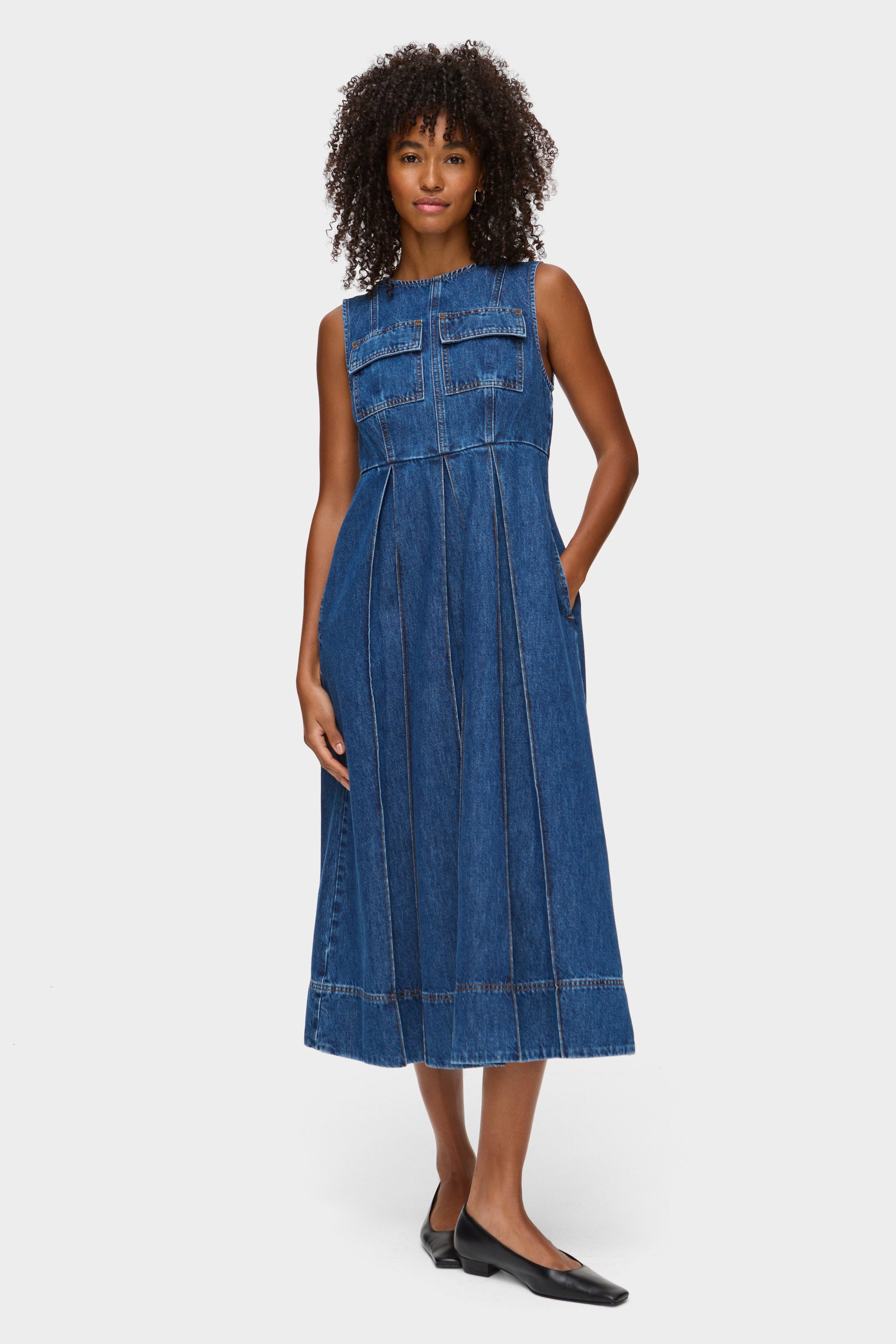 ED Cherish Midi Denim Dress