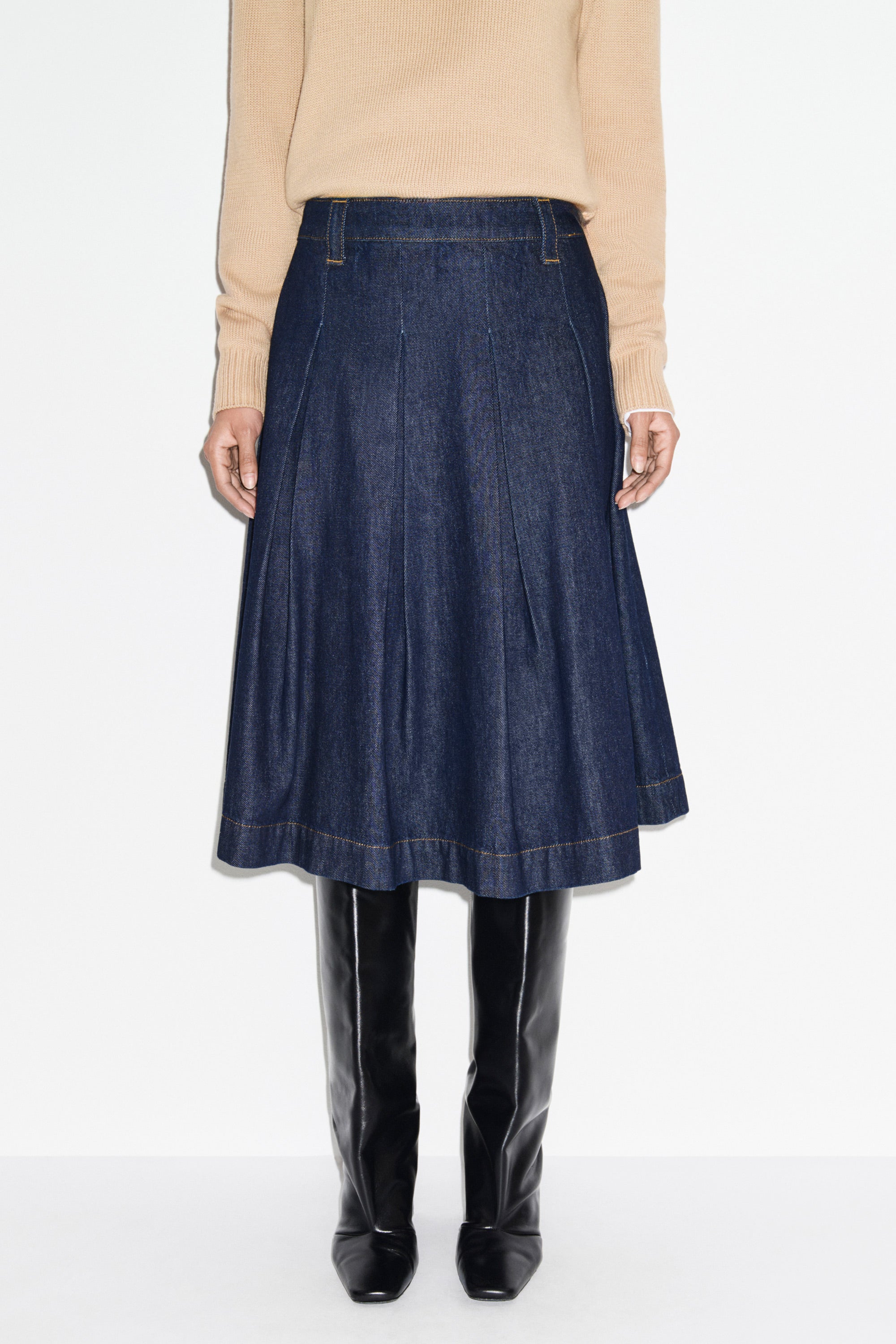 Julie Pleated Denim Skirt