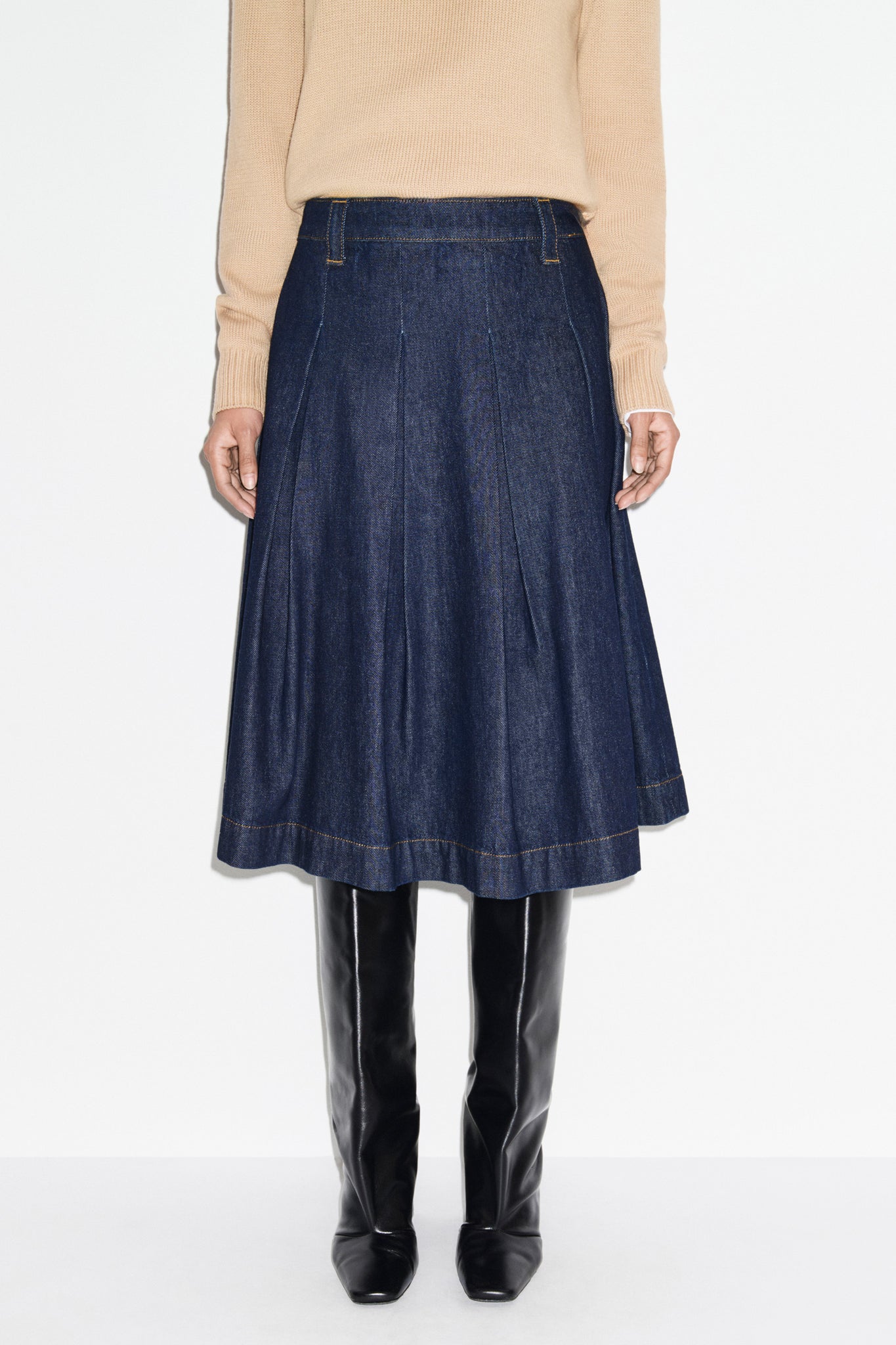 Julie Pleated Denim Skirt