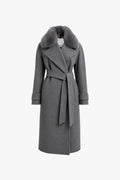 George Faux Fur Collar Wrap Coat