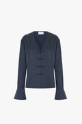 Saffron Knot Fastening Satin Shirt