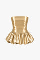 Tannaz Satin Bandeau Bubble Hem Top