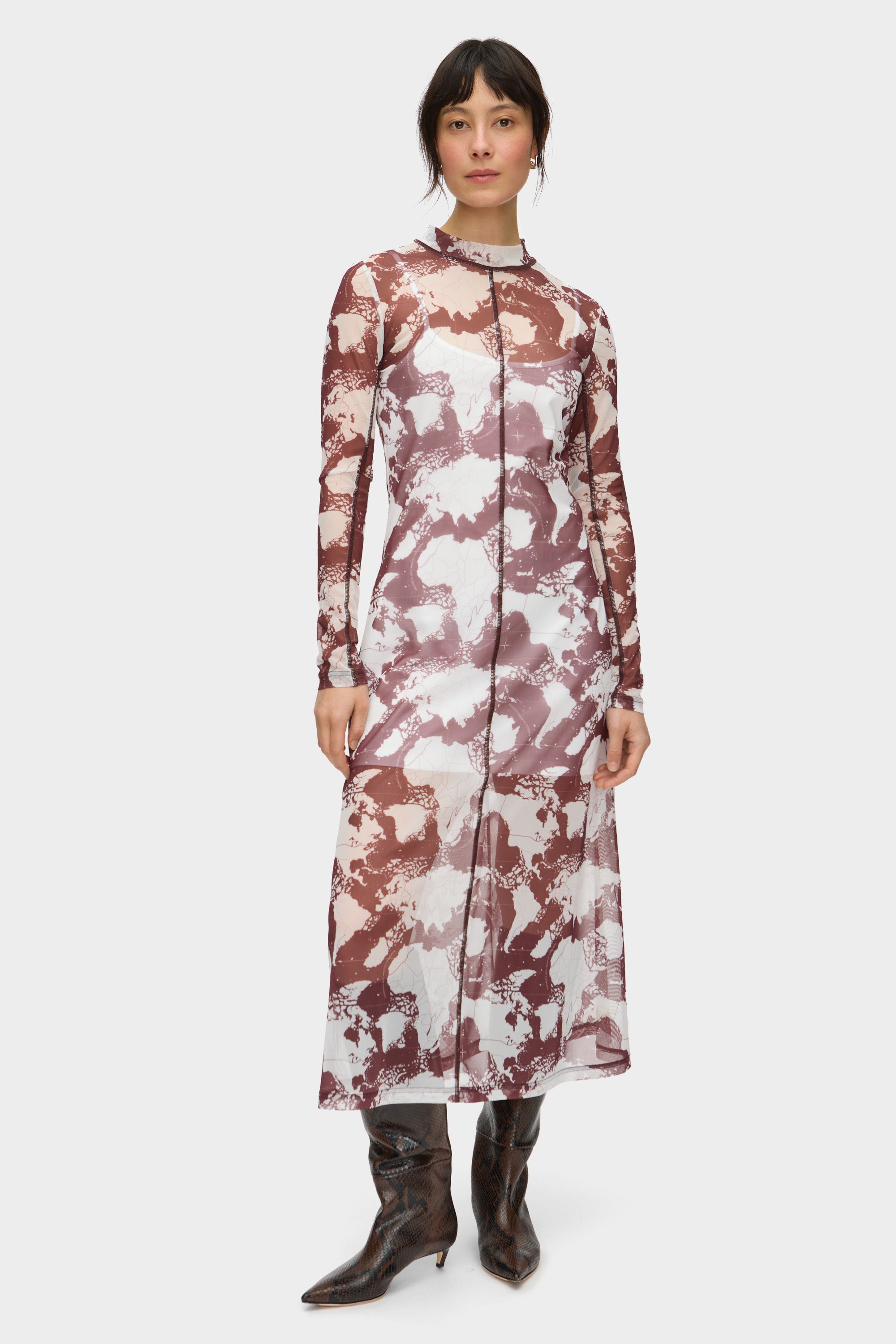 Starla Printed Mesh Midi Dress
