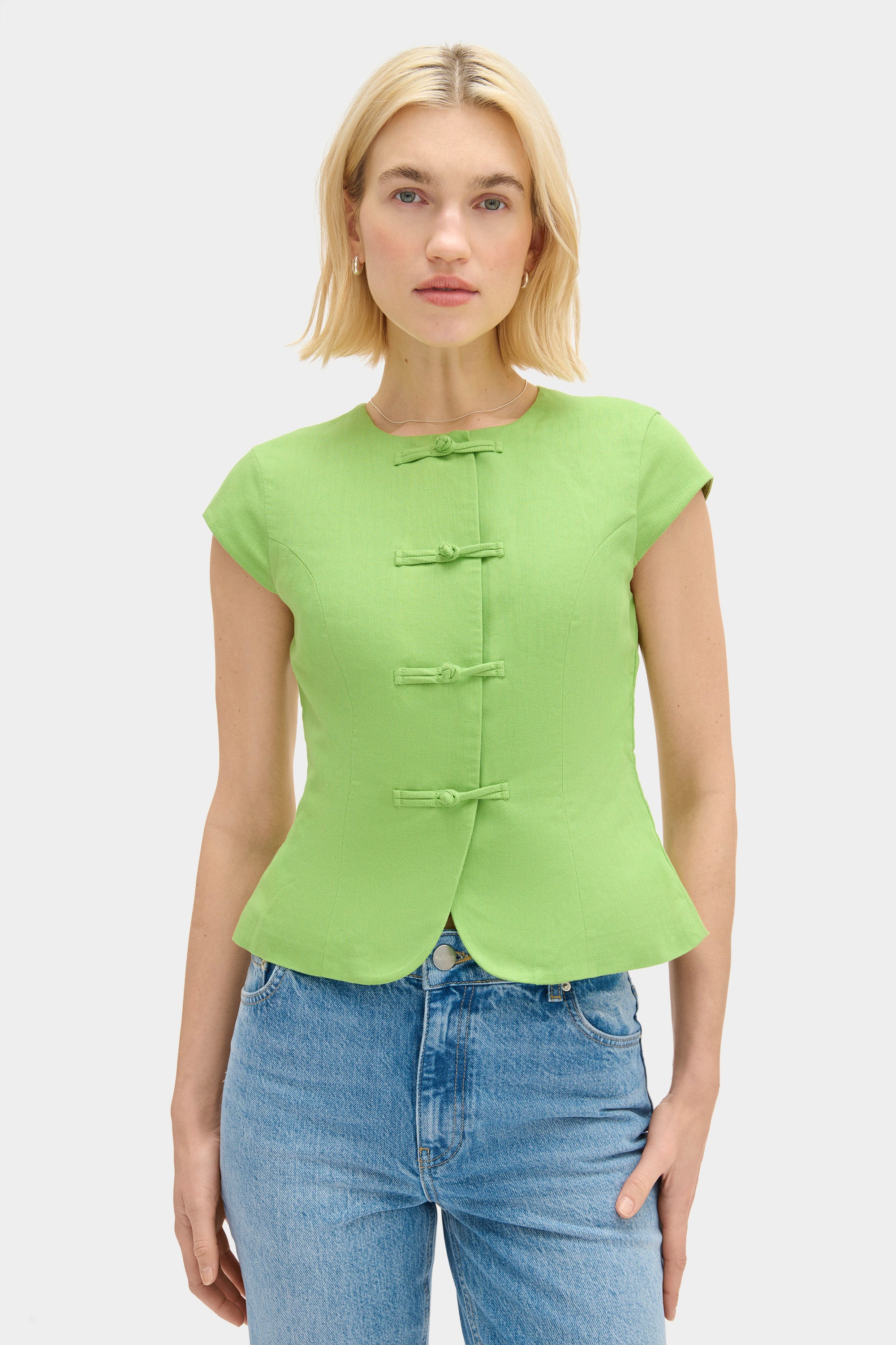 Connie Round Neck Linen Top