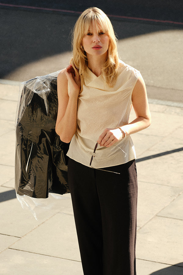 Dana Semi-Sheer Draped Top