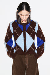 Deana Knitted Argyle Cardigan