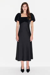Hetty Velvet Satin Mix Midi Dress