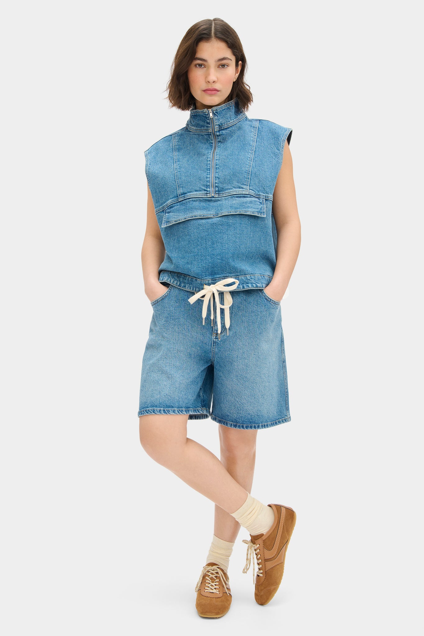 LB Diego Funnel Neck Denim Top