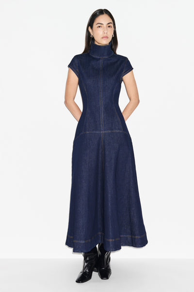 formal jean dress ALIGNE Godet Denim - Indigo | Monroe color:roska-dress-photo-brown swatch:https://cdn.shopify.com/s/files/1/1444/3082/products/ROSKA-DRESS-PHOTO-BROWN-8531D0_106x106.jpg?v=1642412920