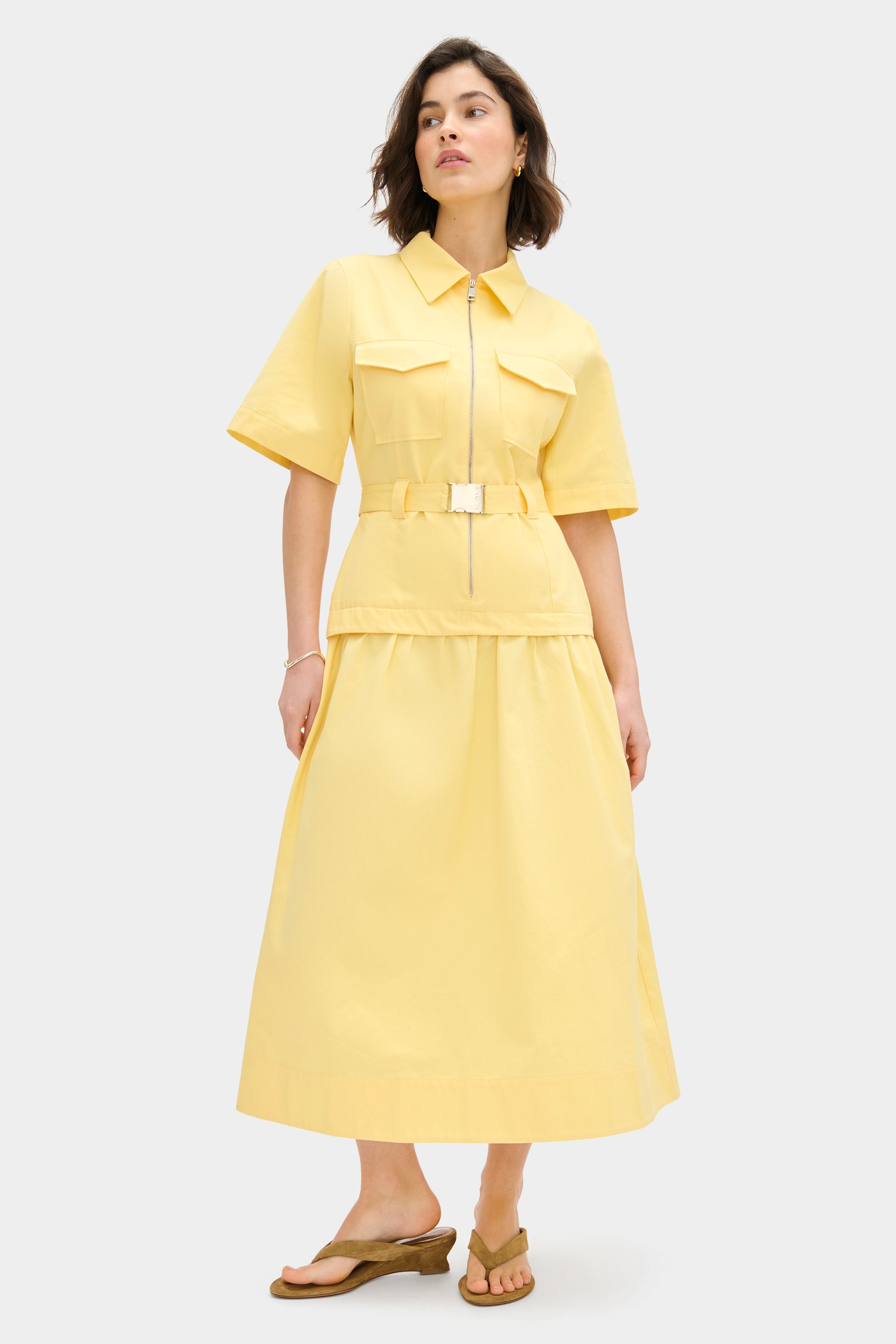Pearl Belted Midi Dress