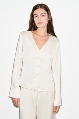 Saffron Knot Fastening Satin Shirt