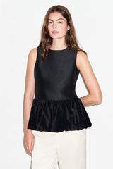 Tannaz Velvet Satin Bubble Hem Top